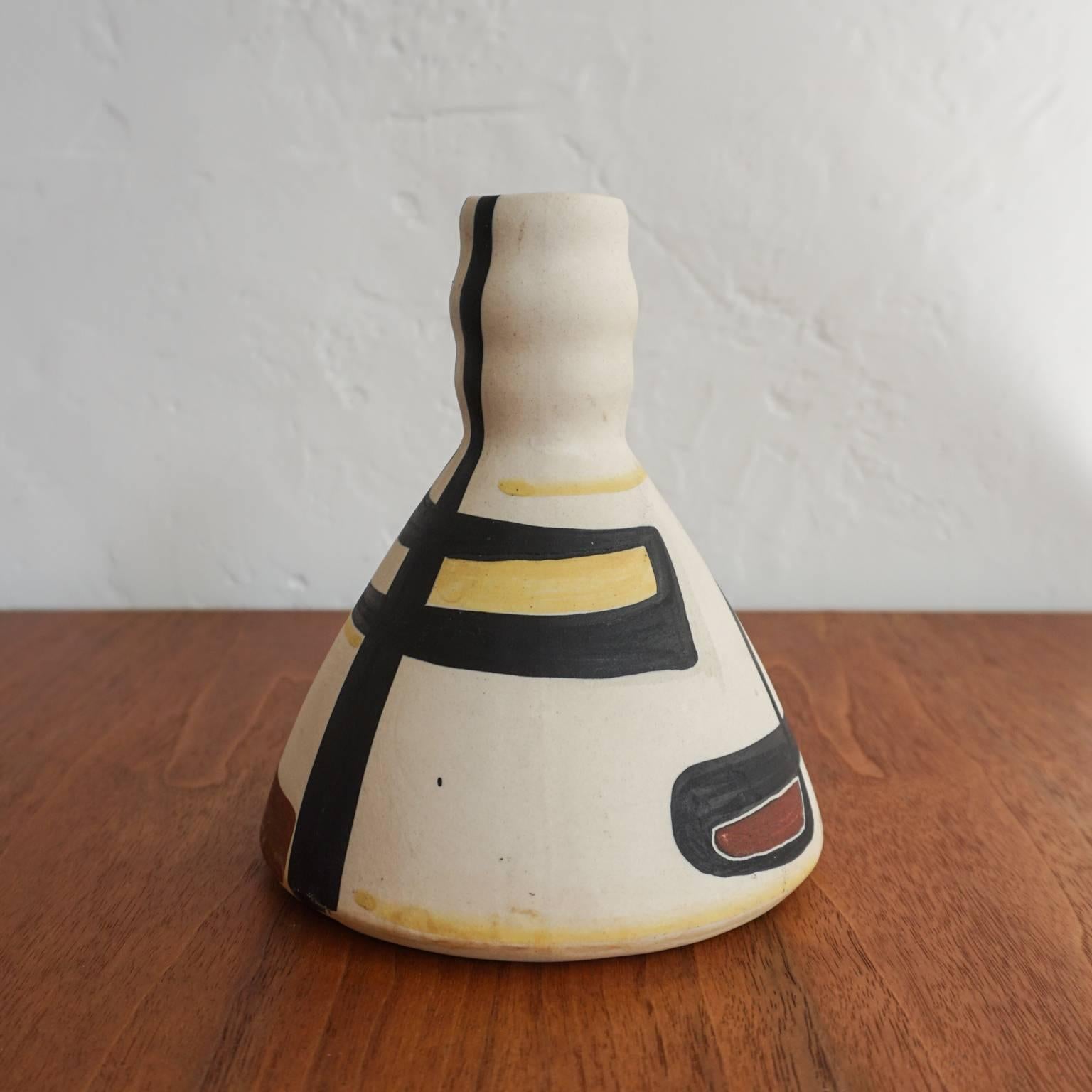 French Ceramic Vase with Abstract Design, 1950s For Sale