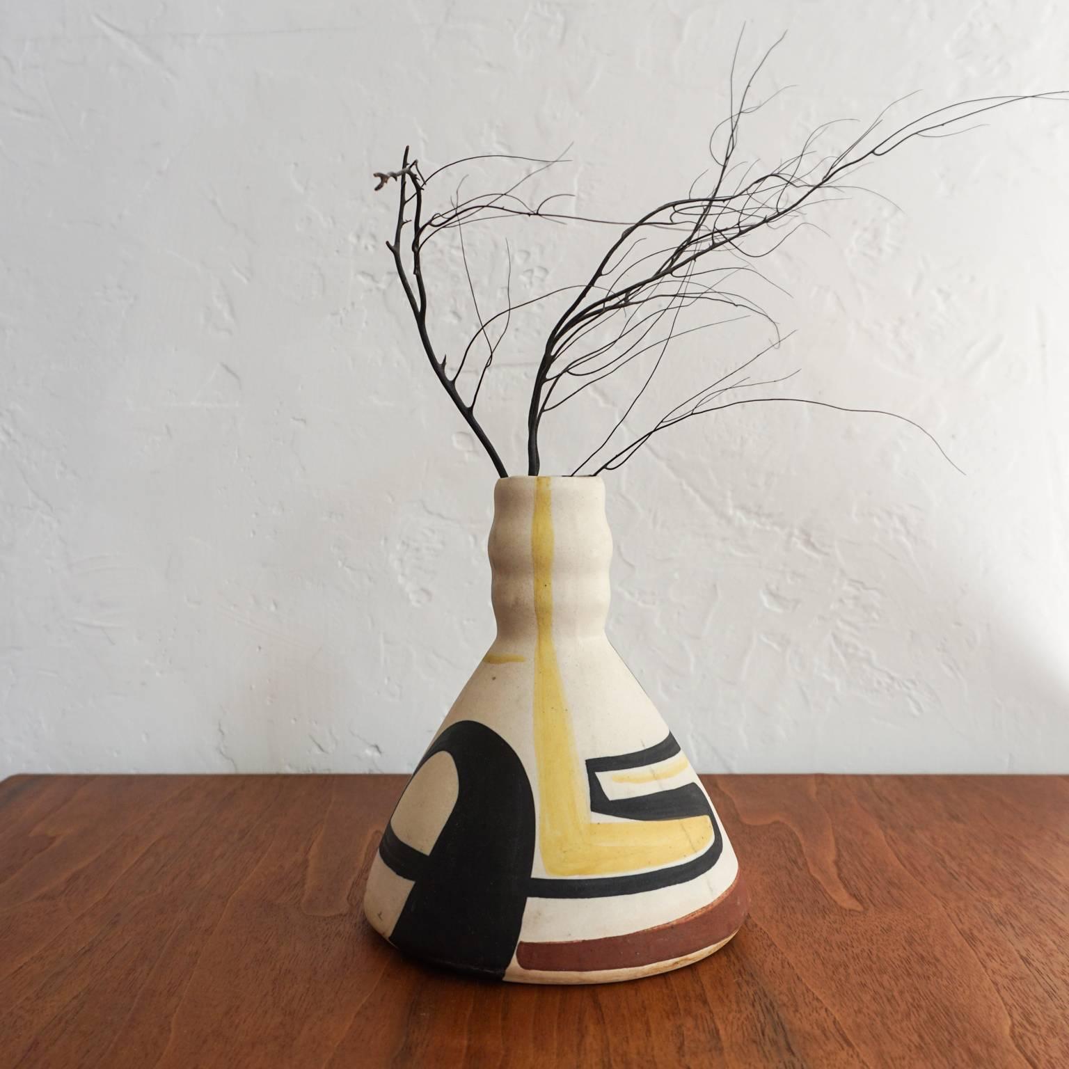 Ceramic Vase with Abstract Design, 1950s For Sale 1