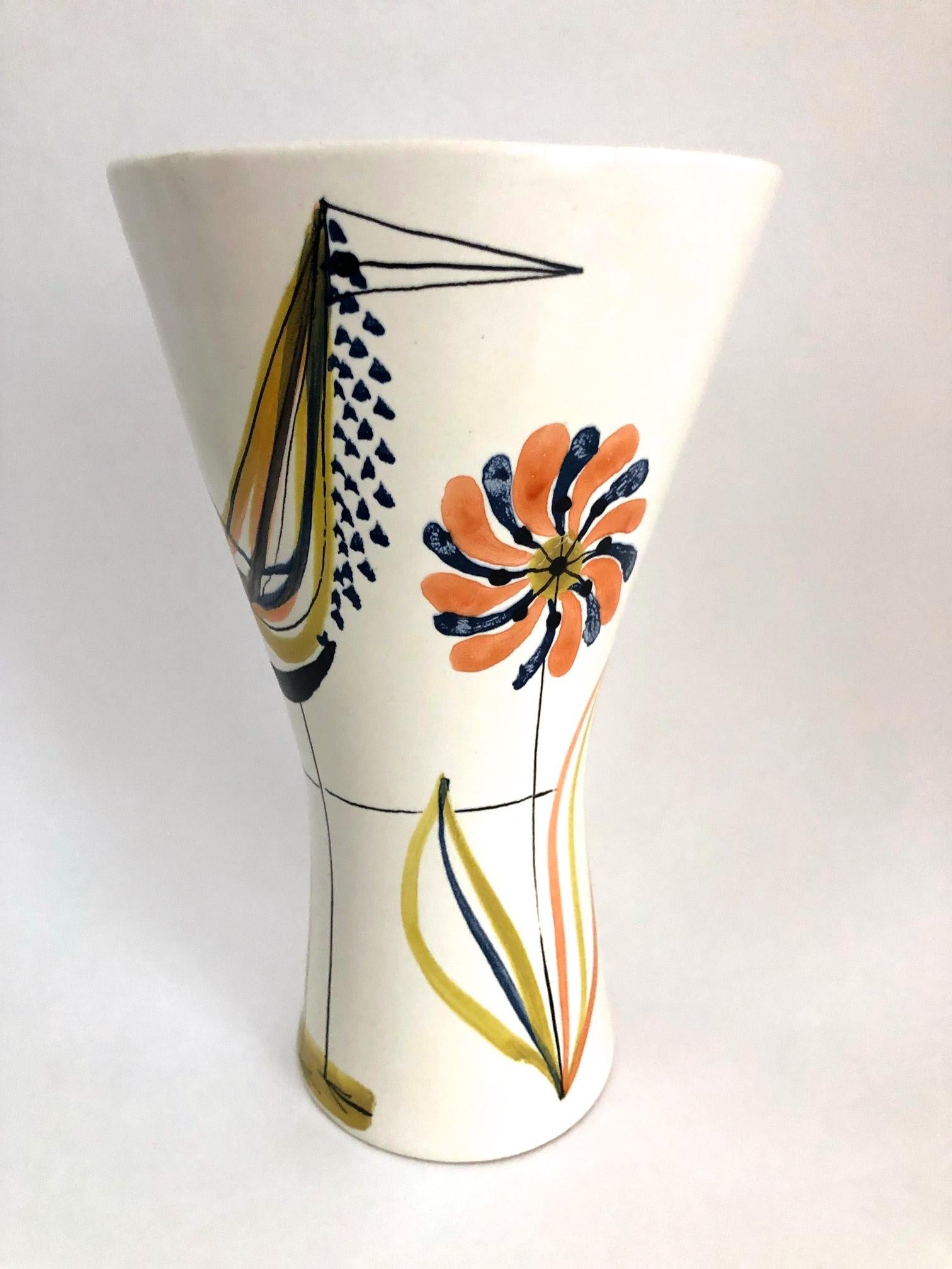 Unusual vase with stylised bird and flower, signed Capron Vallauris on back.
   