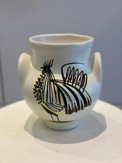 Ceramic Vase with bird Signed by Roger Capron, Vallauris, 1956
