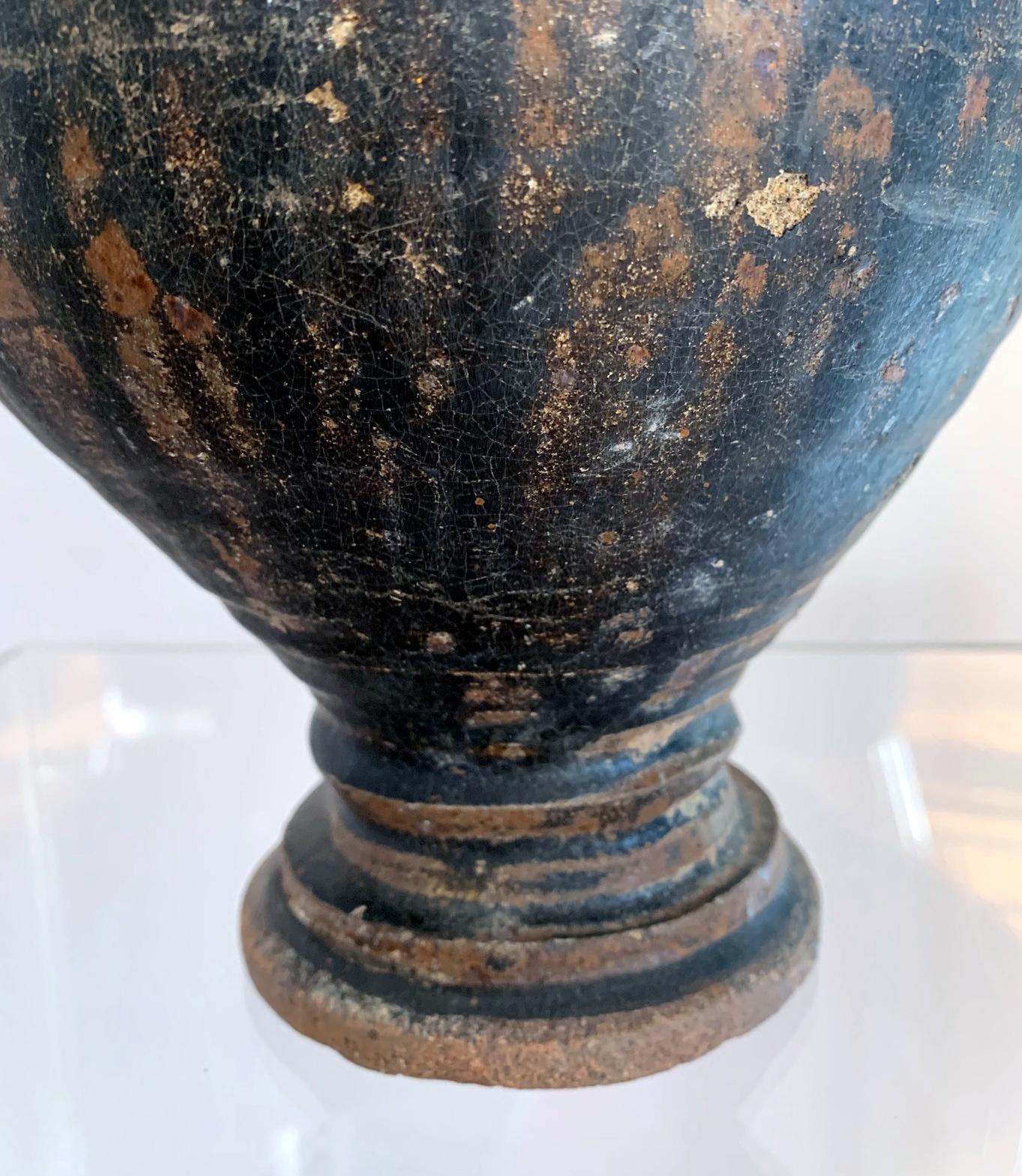 Ceramic Vase with Black Glaze Khmer Angkor Period 4