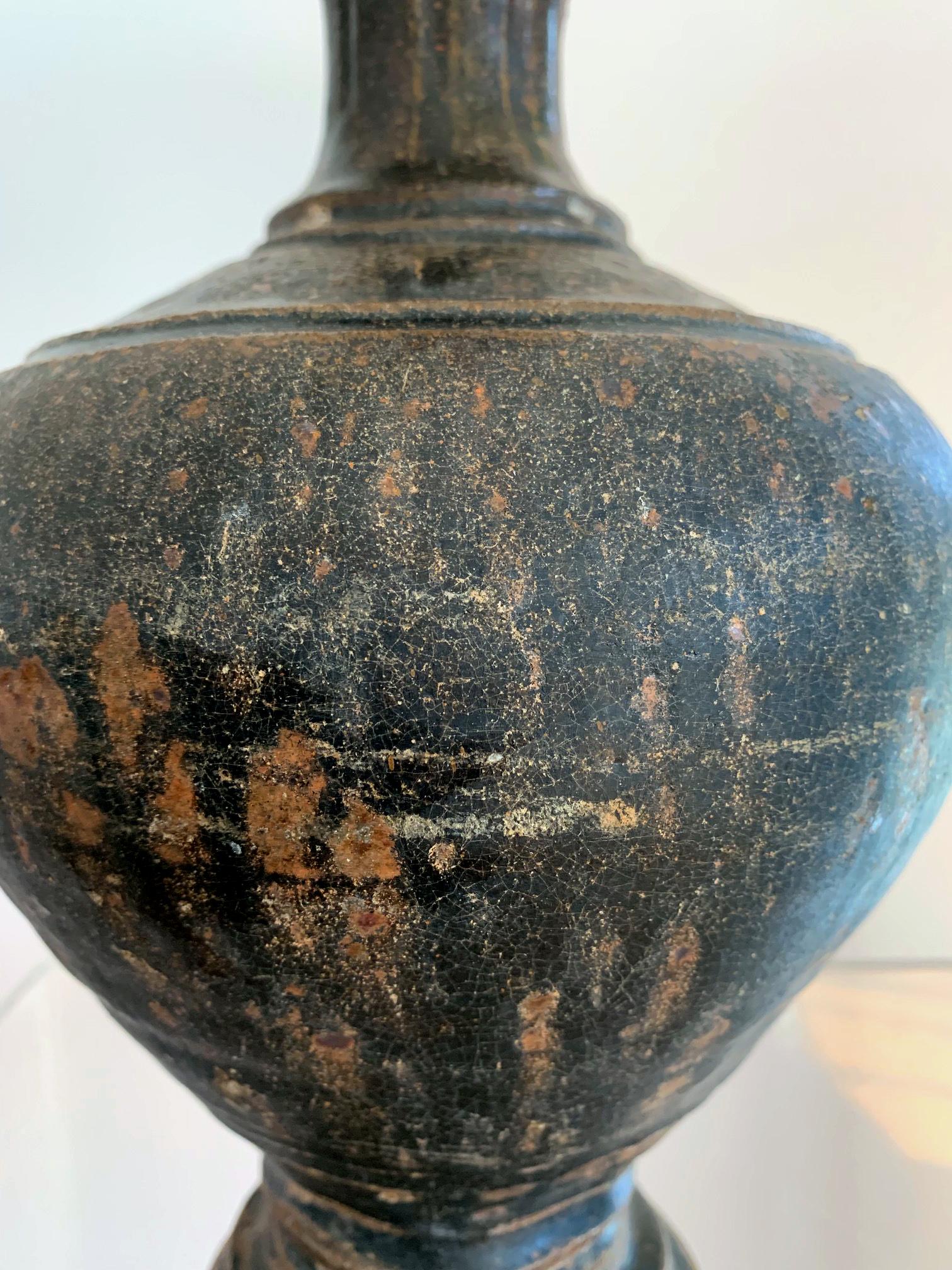 Ceramic Vase with Black Glaze Khmer Angkor Period 5
