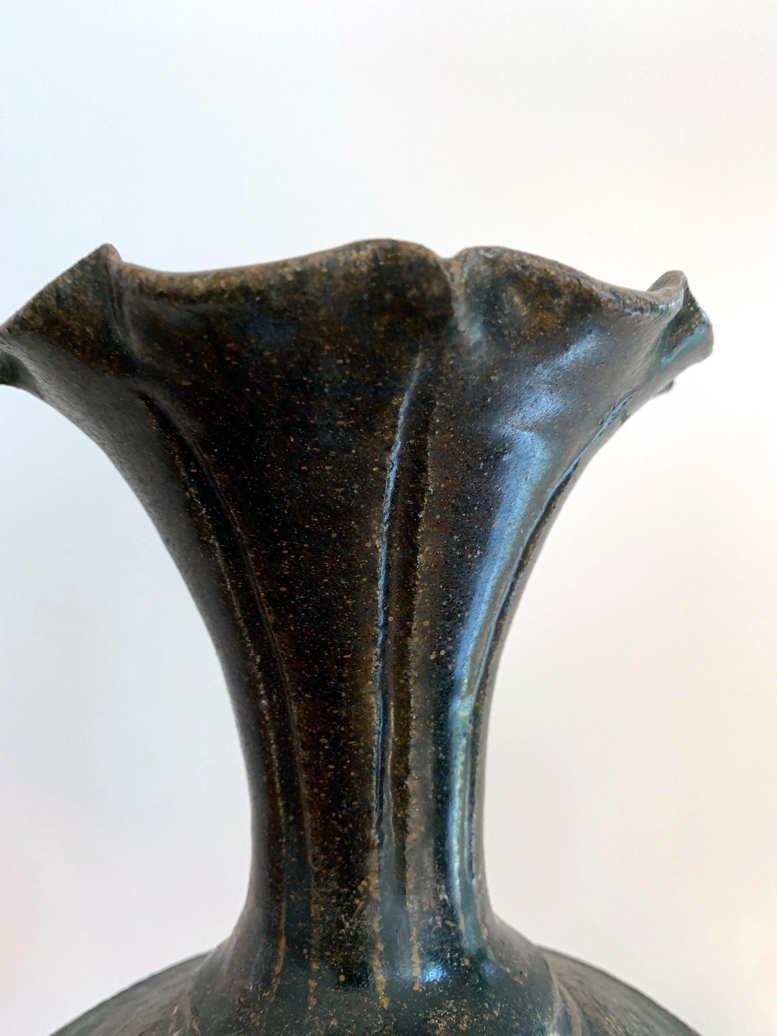 Ceramic Vase with Black Glaze Khmer Angkor Period 1