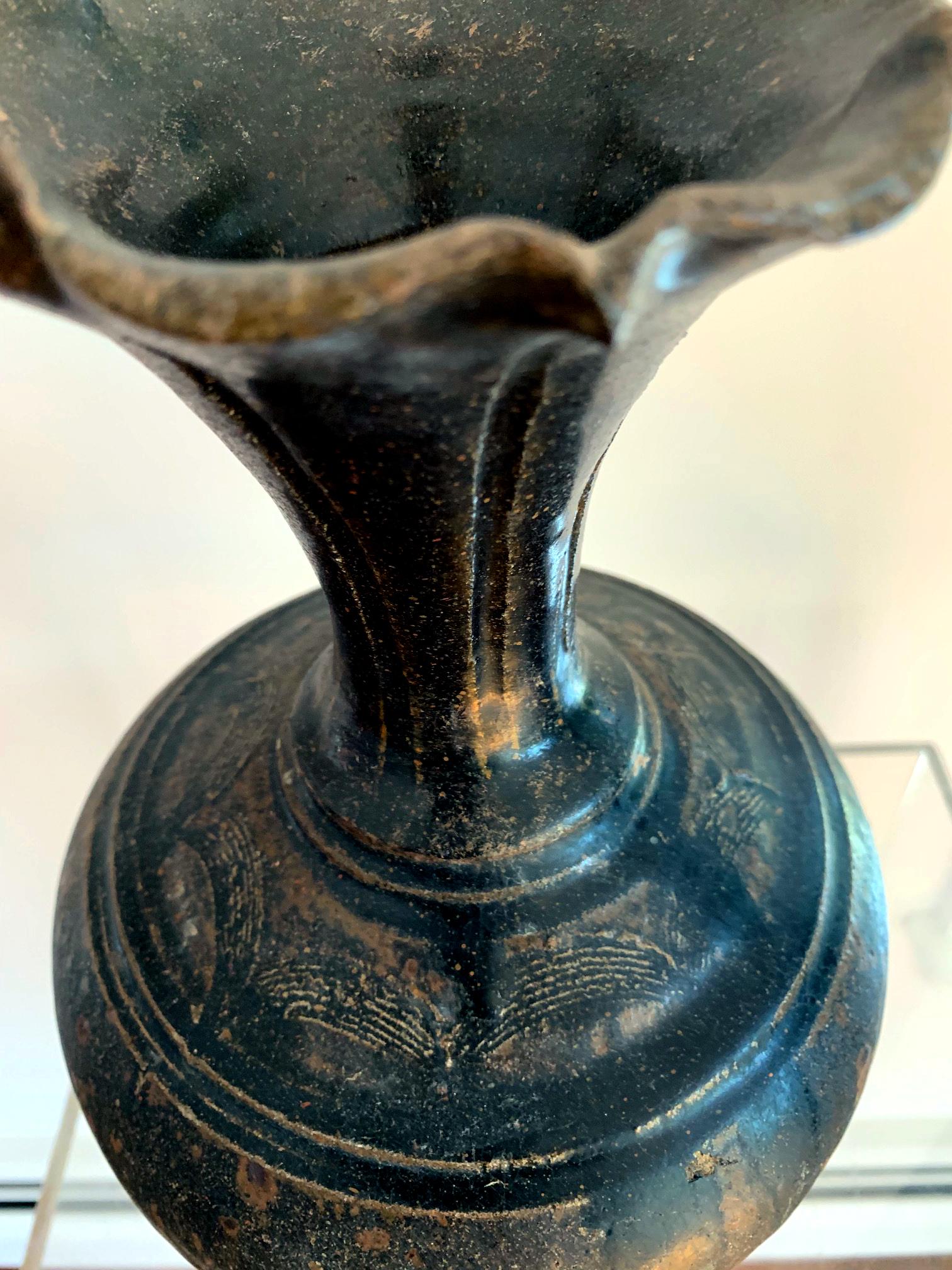 Ceramic Vase with Black Glaze Khmer Angkor Period 2
