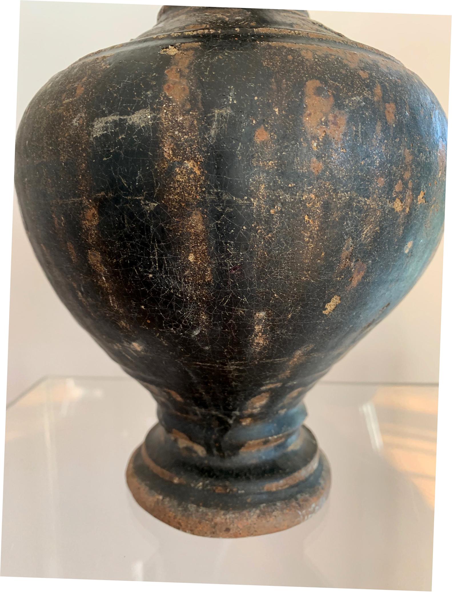 Ceramic Vase with Black Glaze Khmer Angkor Period 3