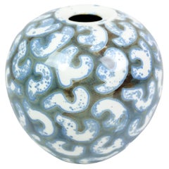 Vintage Ceramic Vase With Blue and White Patterned, Designed By Per Weiss From 1990s