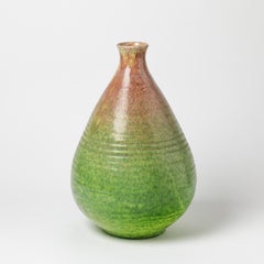 Ceramic Vase with Blue Glaze Decoration by Accolay, circa 1960-1970