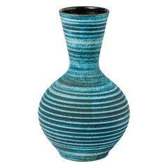Ceramic Vase with Blue Glaze Decoration by Accolay, circa 1960-1970