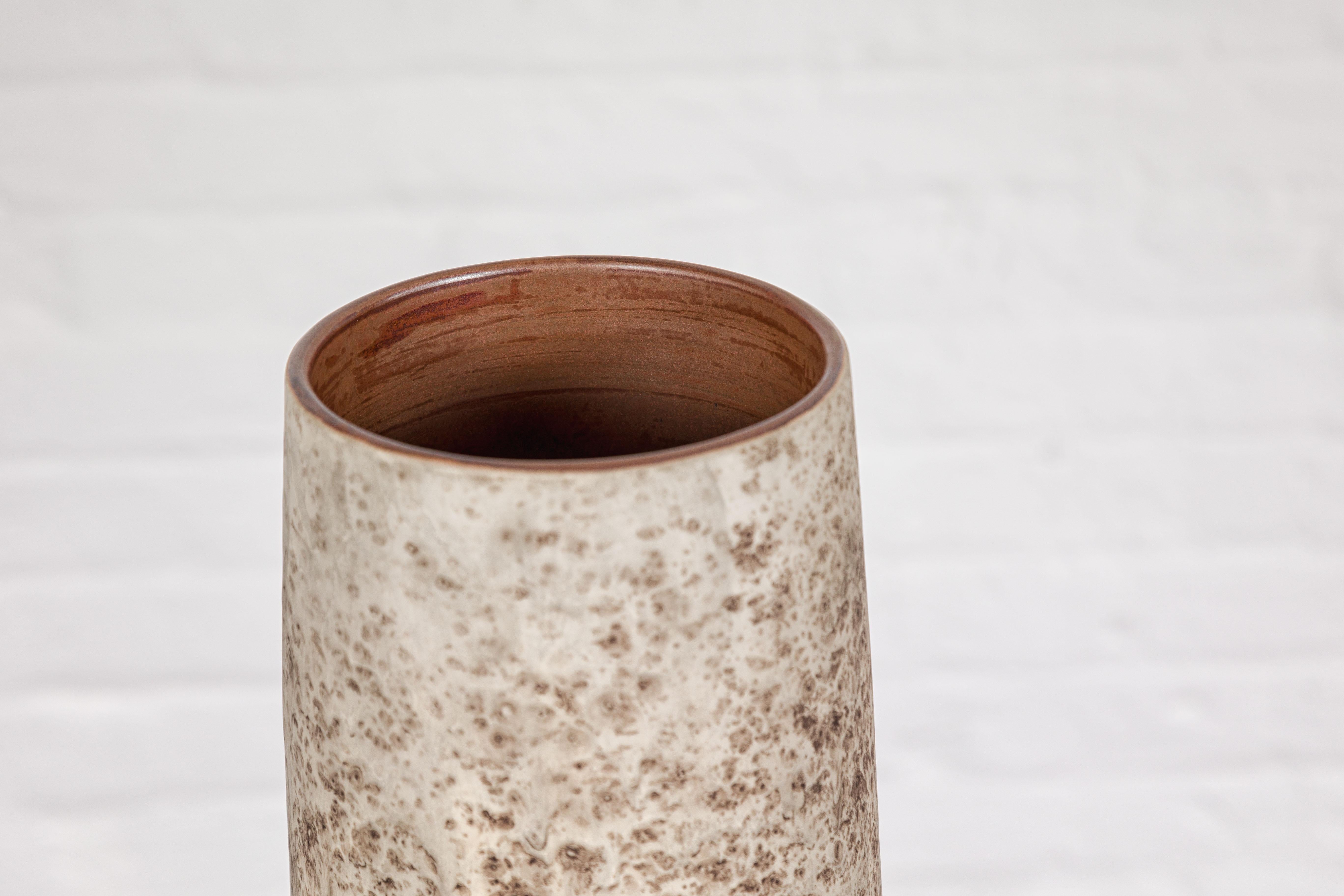 Ceramic Vase with Cream, Gray and Brown Lava Textured Finish For Sale 5