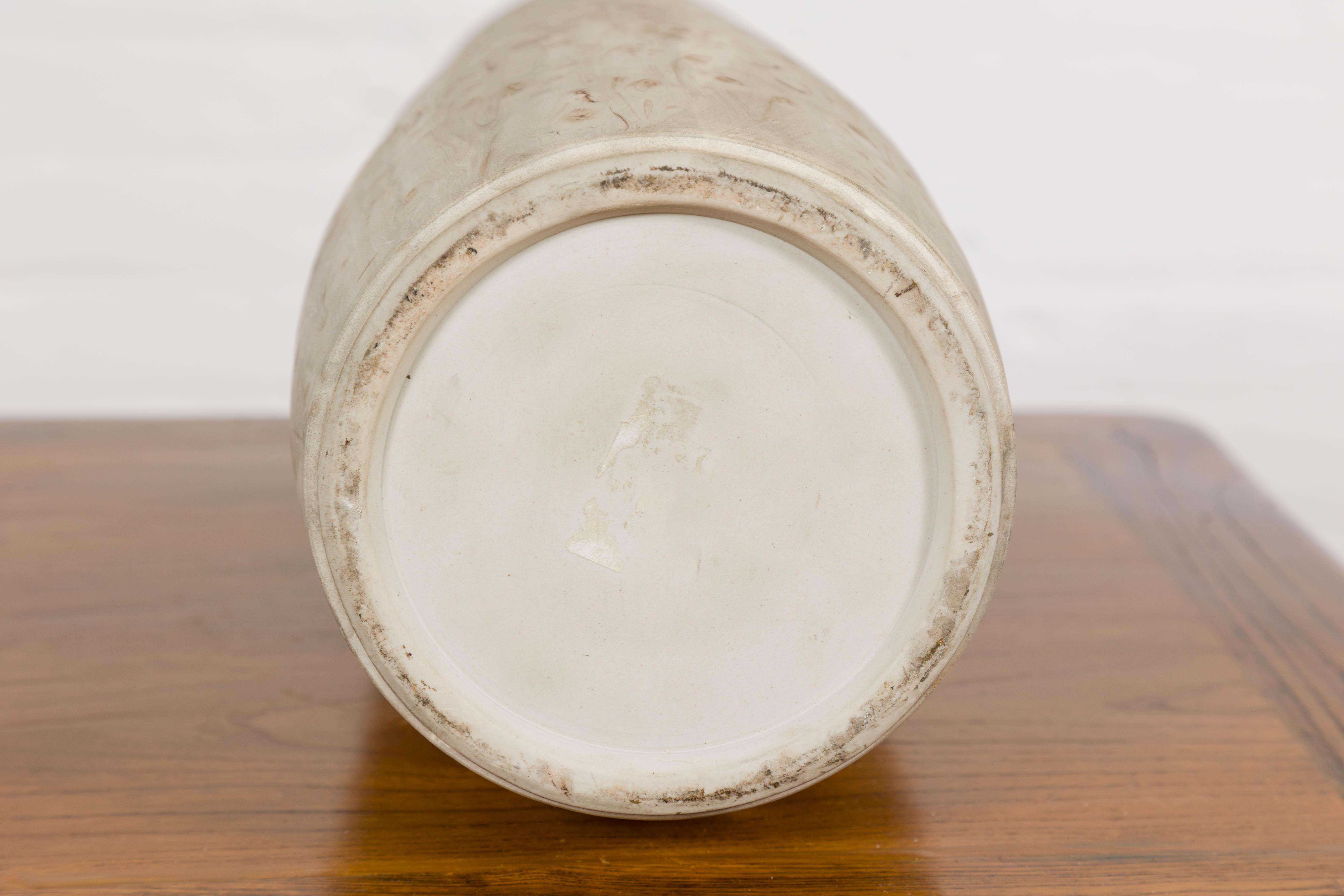 Vase aus Keramik mit cremefarbener, grauer und brauner Lava-Struktur im Angebot 10