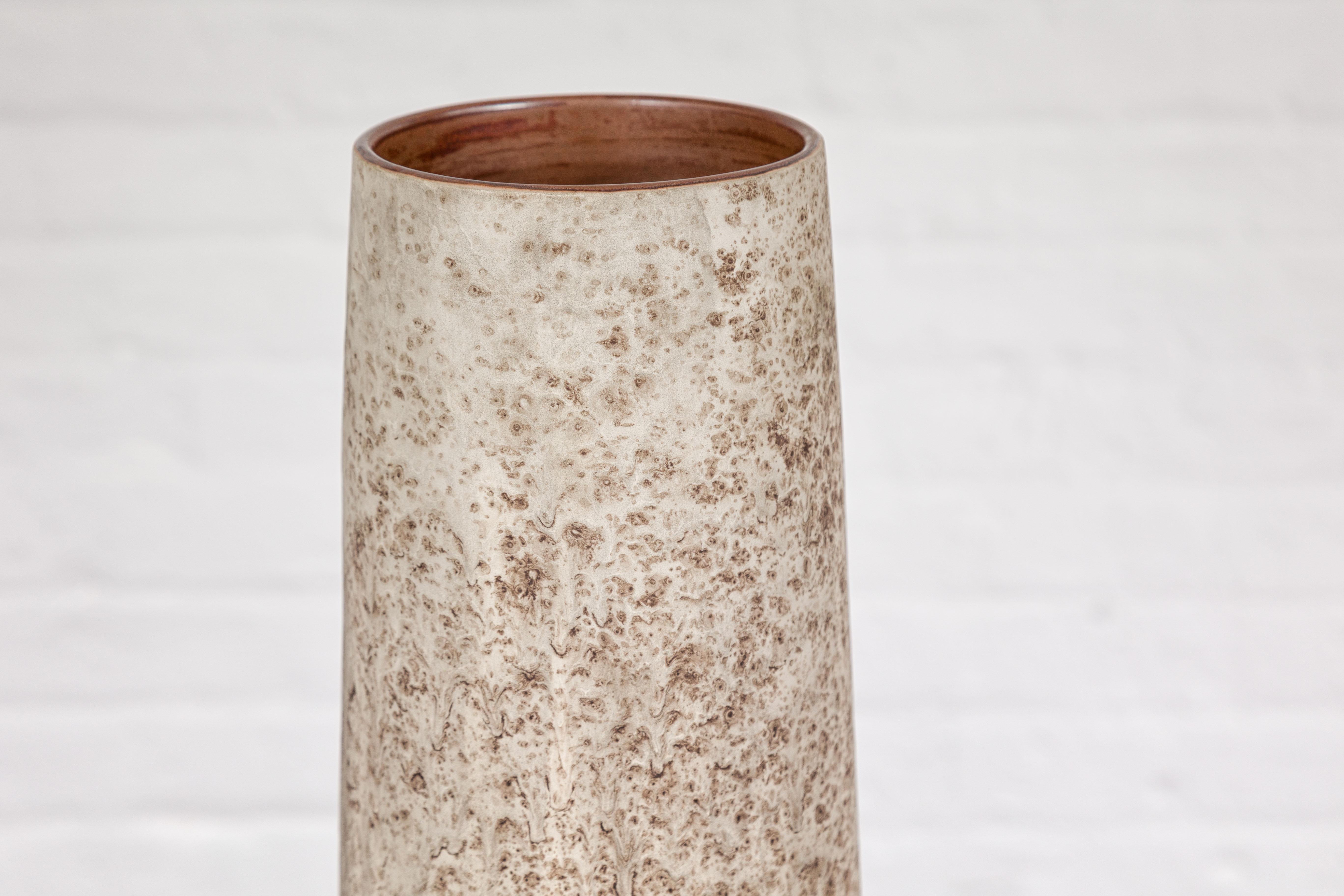 Ceramic Vase with Cream, Gray and Brown Lava Textured Finish For Sale 1