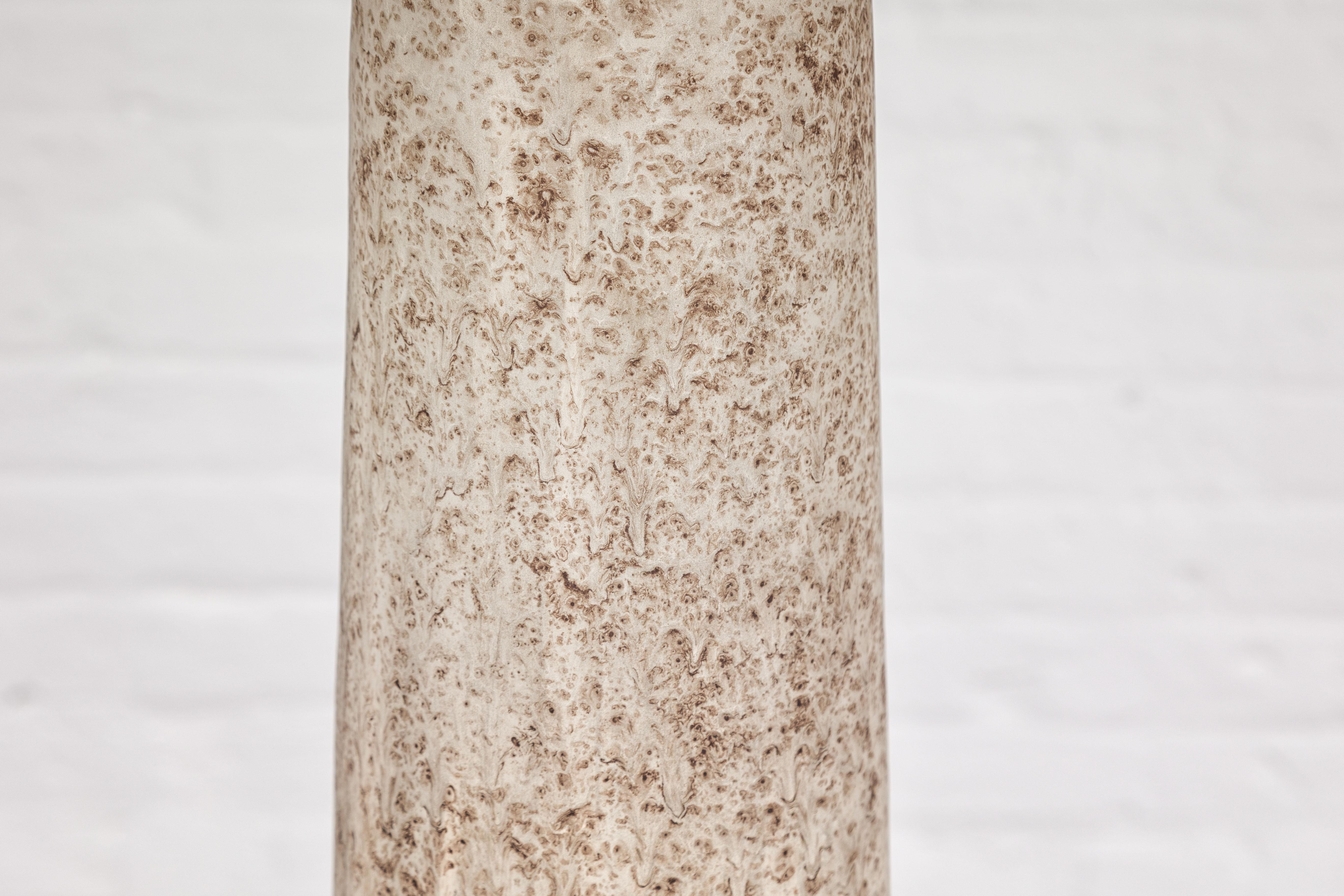Ceramic Vase with Cream, Gray and Brown Lava Textured Finish For Sale 2