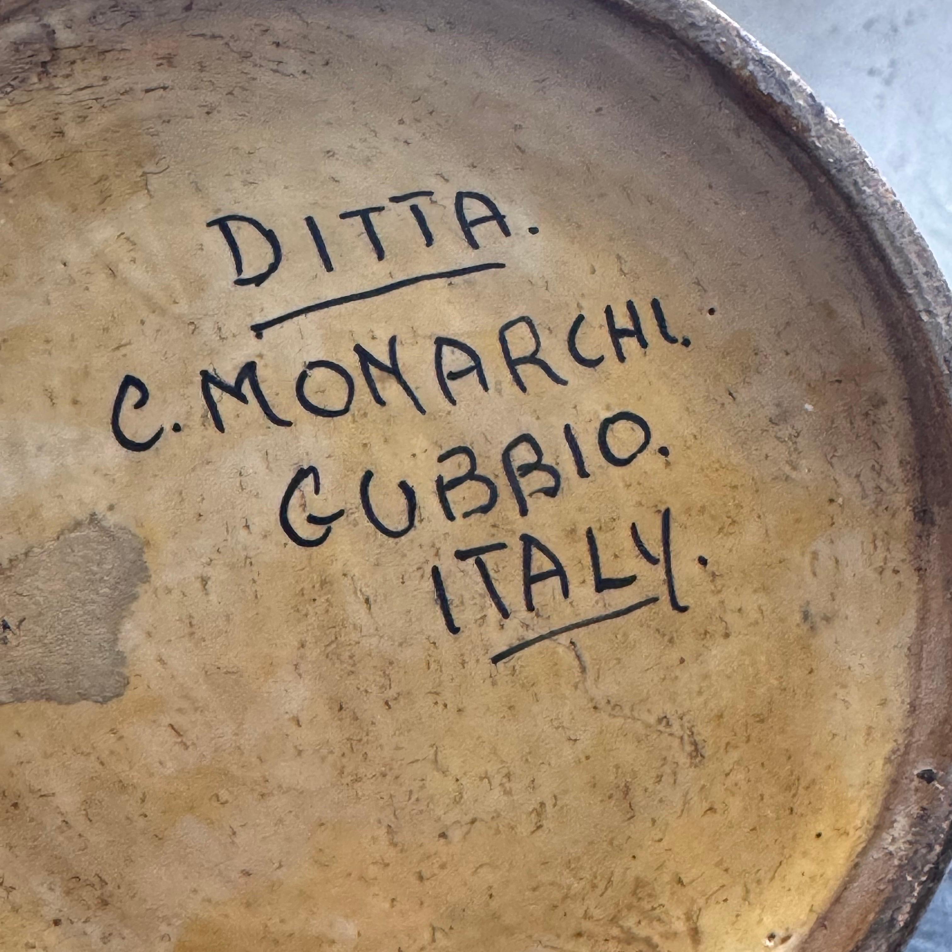 Jarrón de cerámica con motivos florales y pájaros de C. Monarchi, Gubbio, Italia, años 30 en venta 6