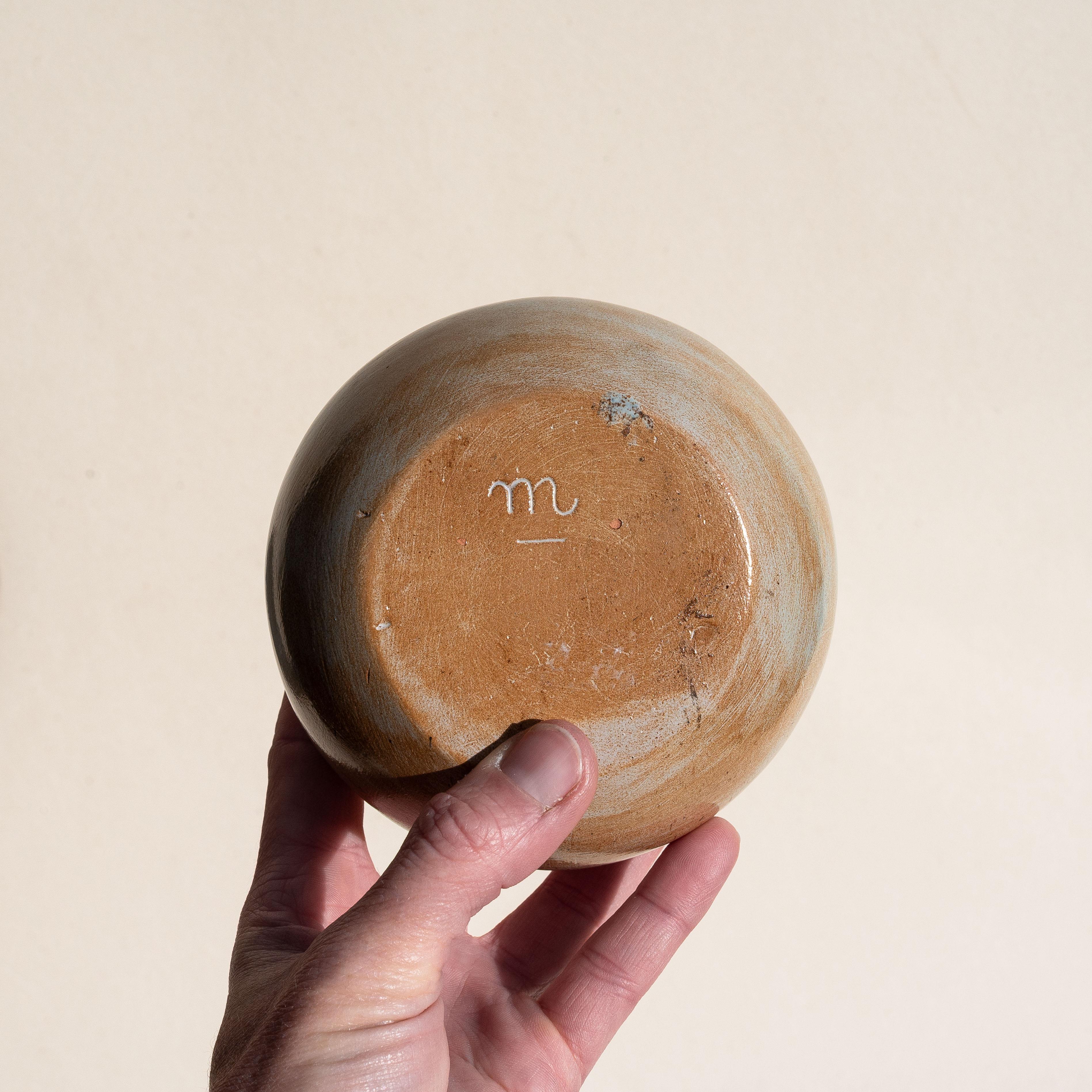 Jarrón de cerámica con flor de rana, jarrón con esfera de esmalte marrón - Francia Años 60 en Bueno estado para la venta en ROUEN, Normandie