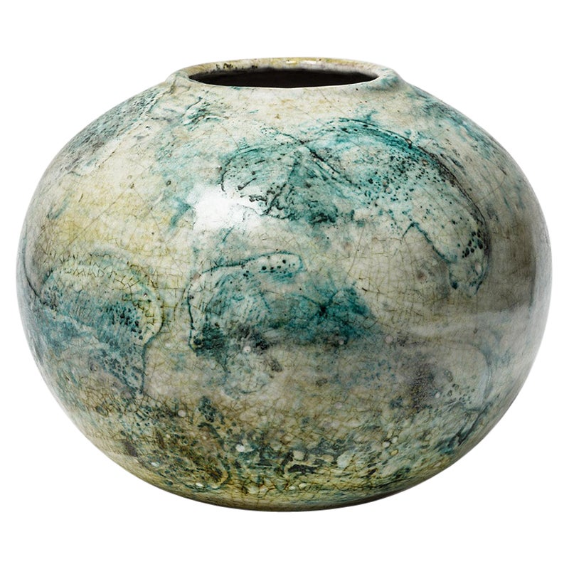 Ceramic Vase with Glaze Decoration by Gisele Buthod, Garçon, circa 1990