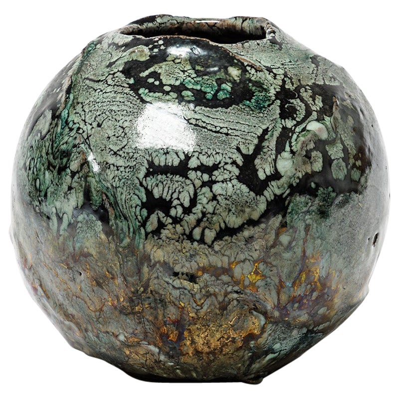 Ceramic Vase with Glaze Decoration by Gisele Buthod-Garçon, circa 2000 For Sale