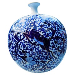 Keramikvase mit Goldverzierung von Umberto Santandrea Faenza