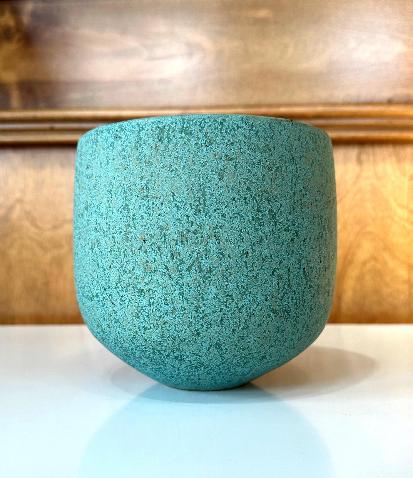 Organic Modern Ceramic Vase with Green Glaze by John Ward For Sale
