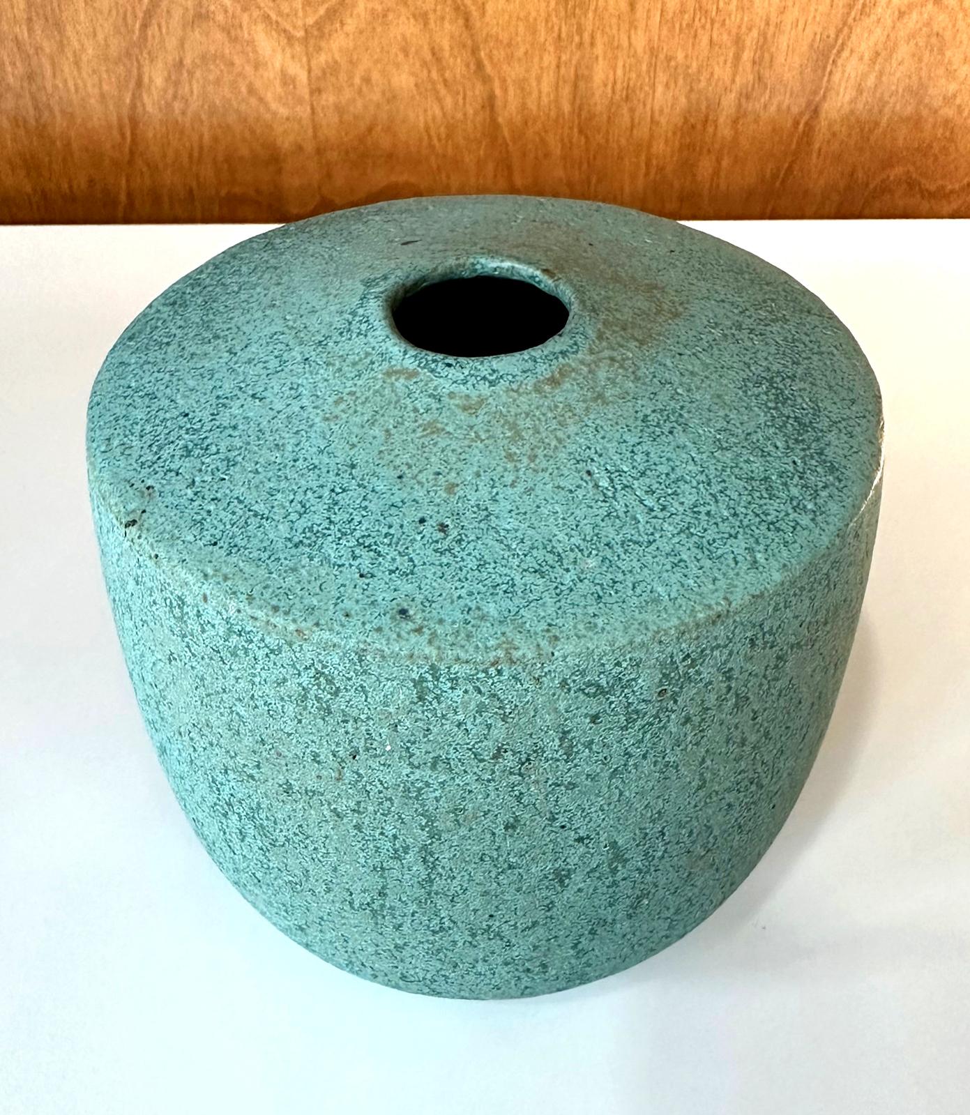 Ceramic Vase with Green Glaze by John Ward In Good Condition For Sale In Atlanta, GA