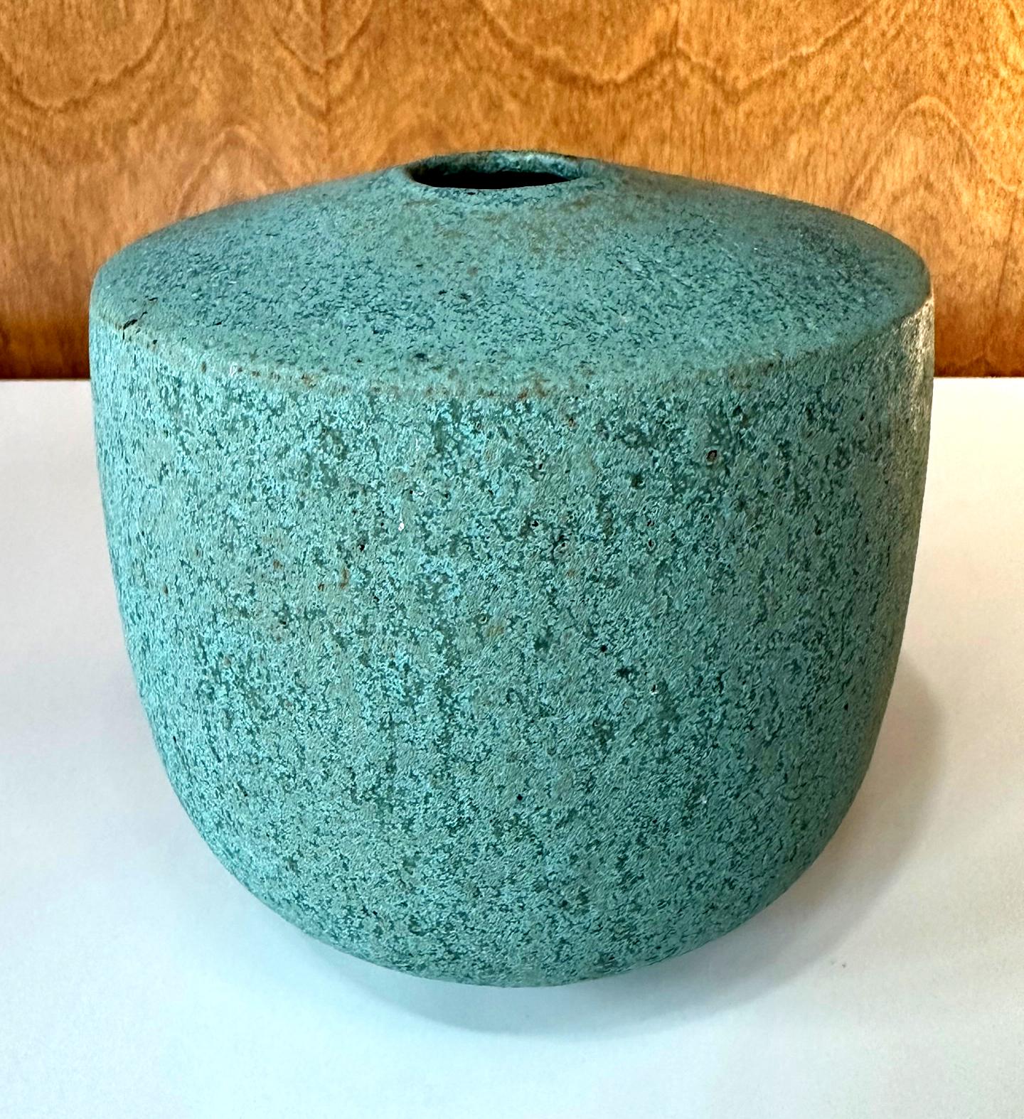 Late 20th Century Ceramic Vase with Green Glaze by John Ward For Sale