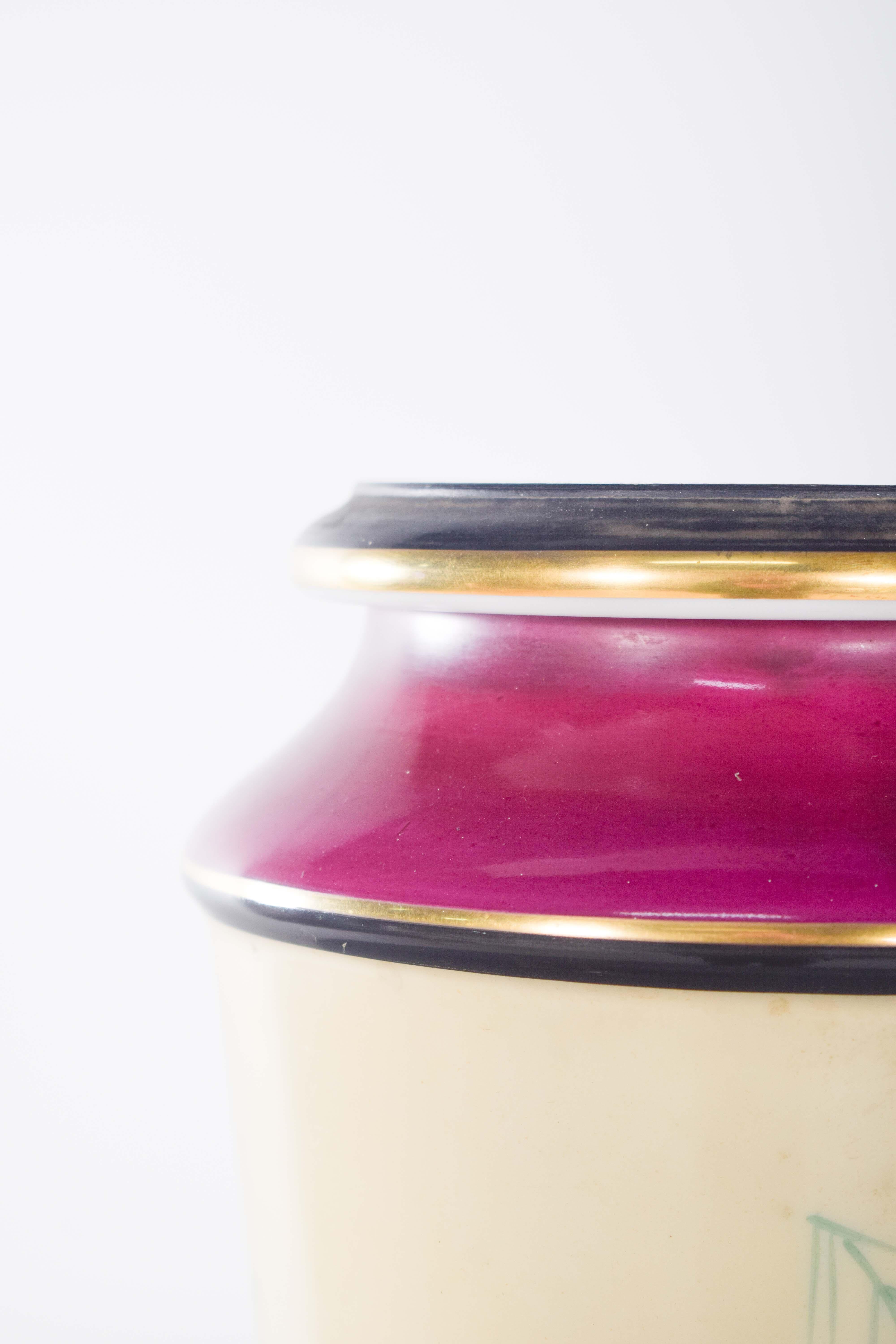 Portoghese Vaso in ceramica con scena di paesaggio in vendita
