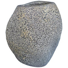 Vintage Ceramic Vase with Lava Glaze