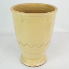 Ceramic Vase With Light Glaze & Simpel Pattern Made In Denmark From 1960s