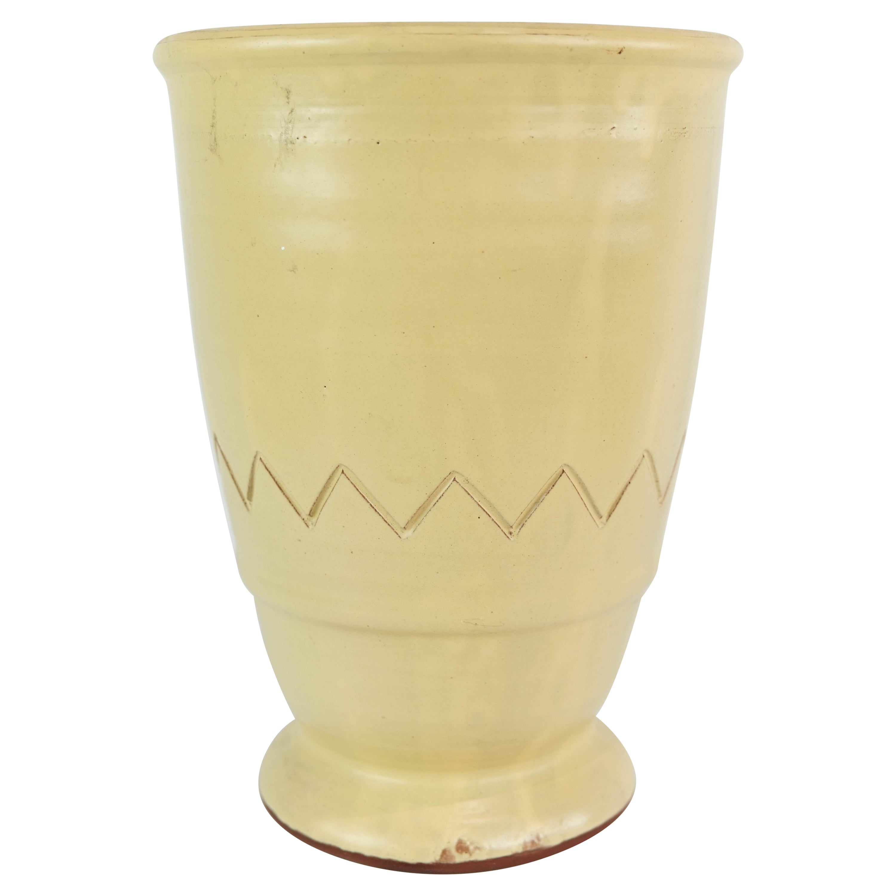Keramikvase mit leichter Glasur undmpelmuster, hergestellt in Dänemark seit 1960er Jahren im Angebot