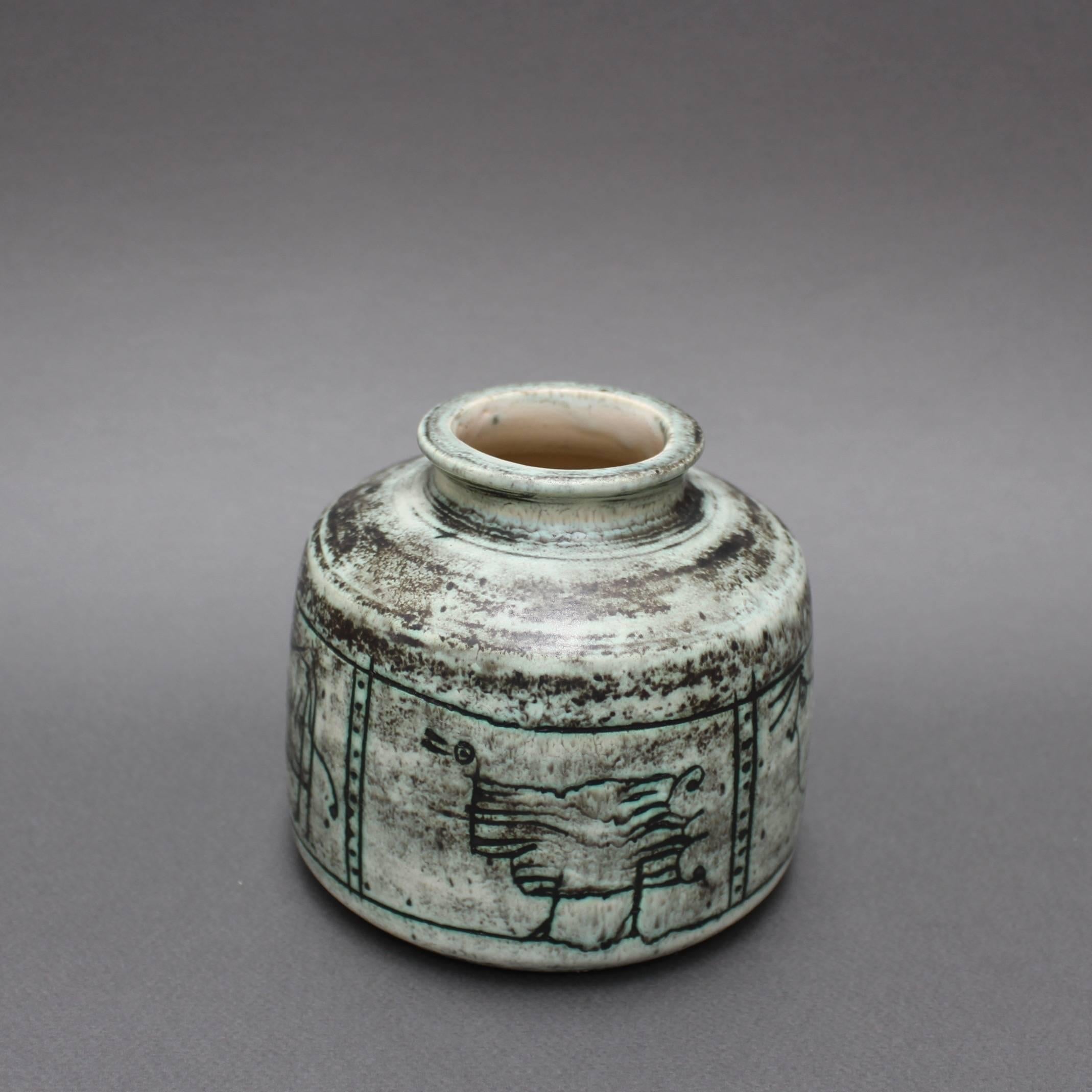 Ceramic Vase with Primitive Animal Motif by Jacques Blin, circa 1950s 6