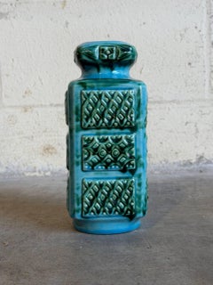 Ceramic Vase with Relief Geometric Pattern West Germany Mid-Century Modern 1970s