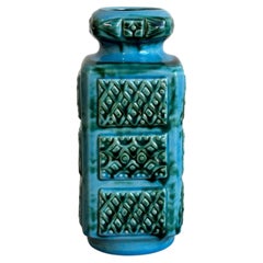 Ceramic Vase with Relief Geometric Pattern West Germany Mid-Century Modern 1970s