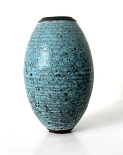 Vaso in ceramica con smalto Robin Egg Blue di Otto Heino
