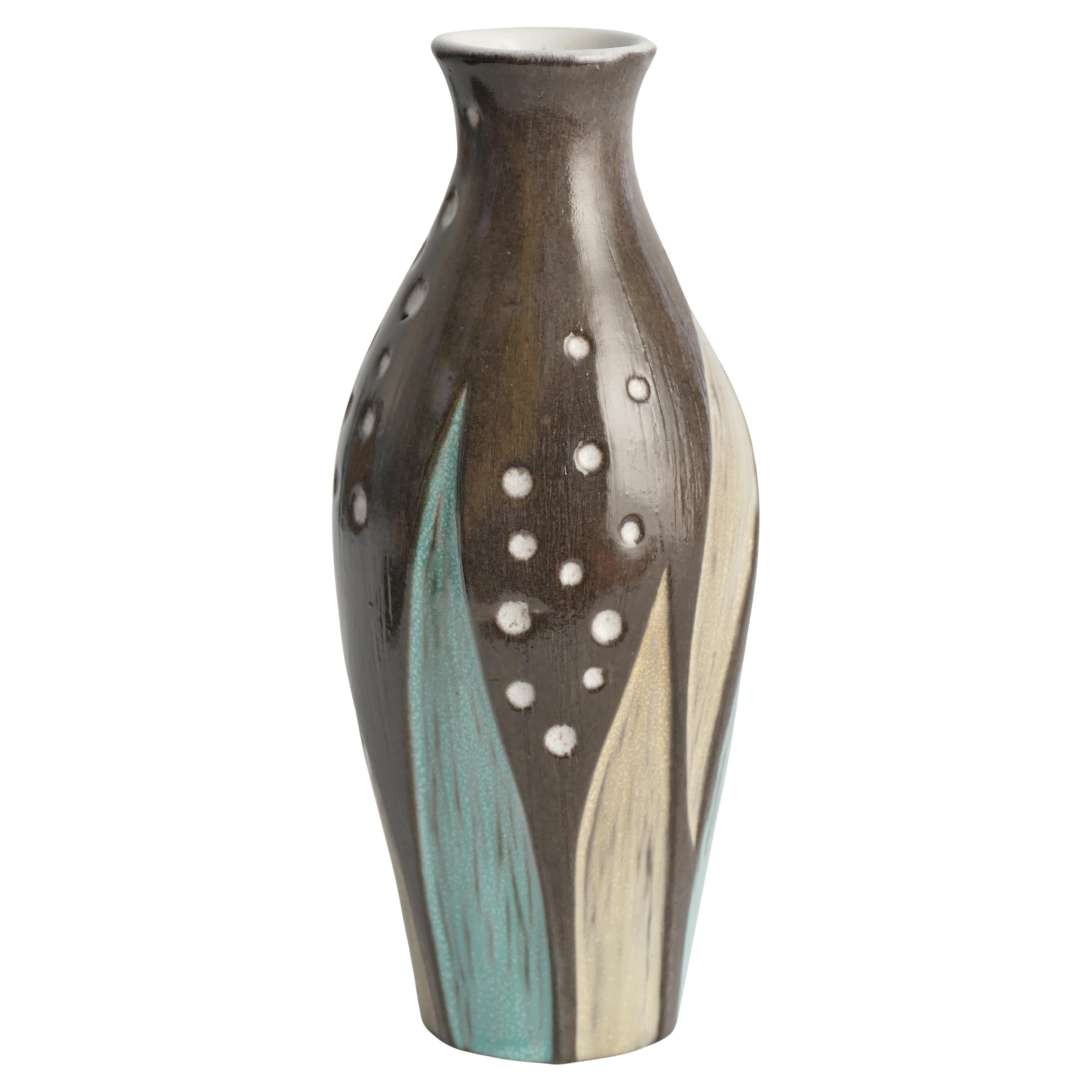 Ceramic Vase with Seaweed Motif by Mari Simmulson for Upsala Ekeby, Sweden 1950s For Sale