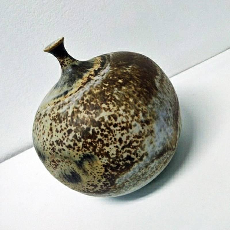 Mid-20th Century Ceramic Vase with Shadow Patterns, Appleshaped, 1960s