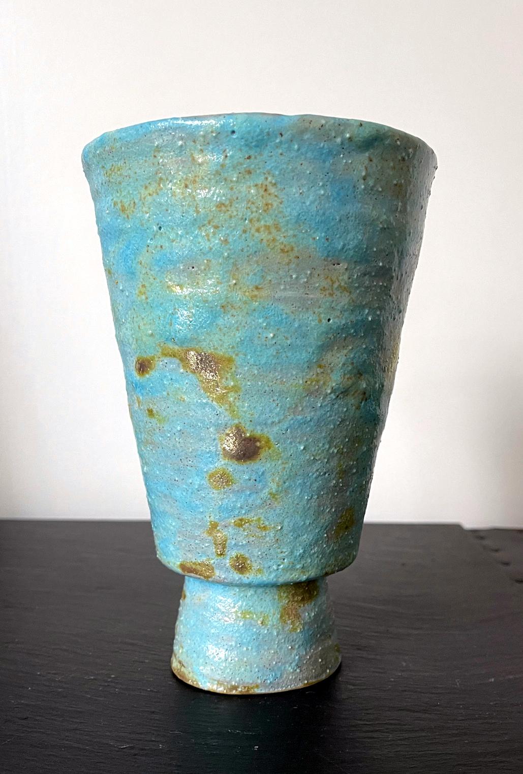 Moderne Vase en céramique à glaçure volcanique et métallique de Beatrice Wood en vente