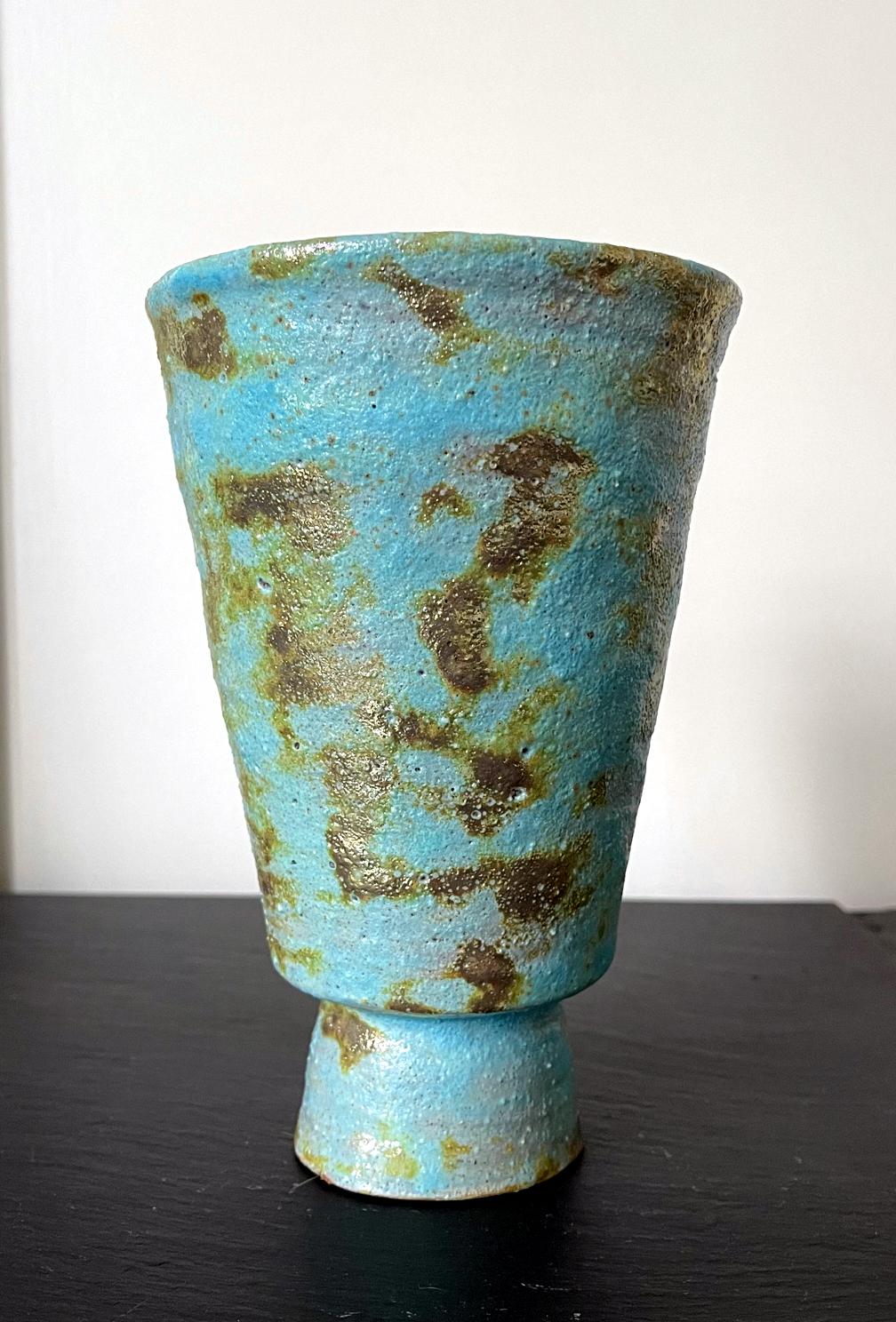 Modern Ceramic Vase with Volcanic and Metallic Glaze by Beatrice Wood For Sale