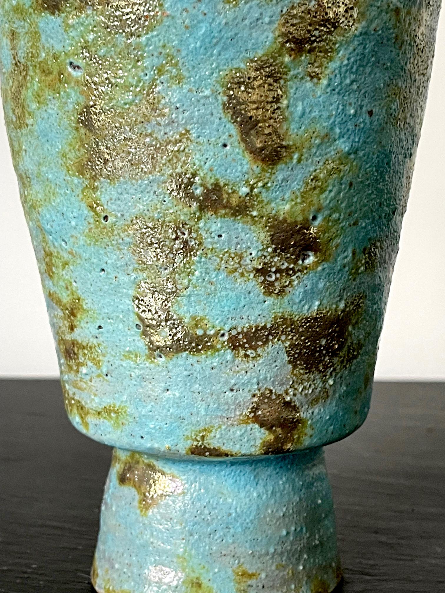 20th Century Ceramic Vase with Volcanic and Metallic Glaze by Beatrice Wood For Sale