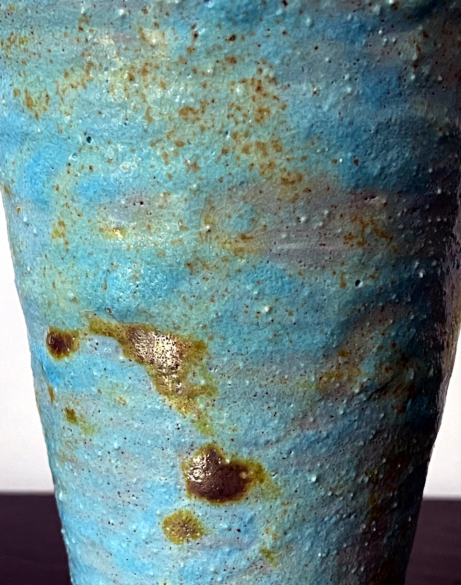 Ceramic Vase with Volcanic and Metallic Glaze by Beatrice Wood For Sale 1