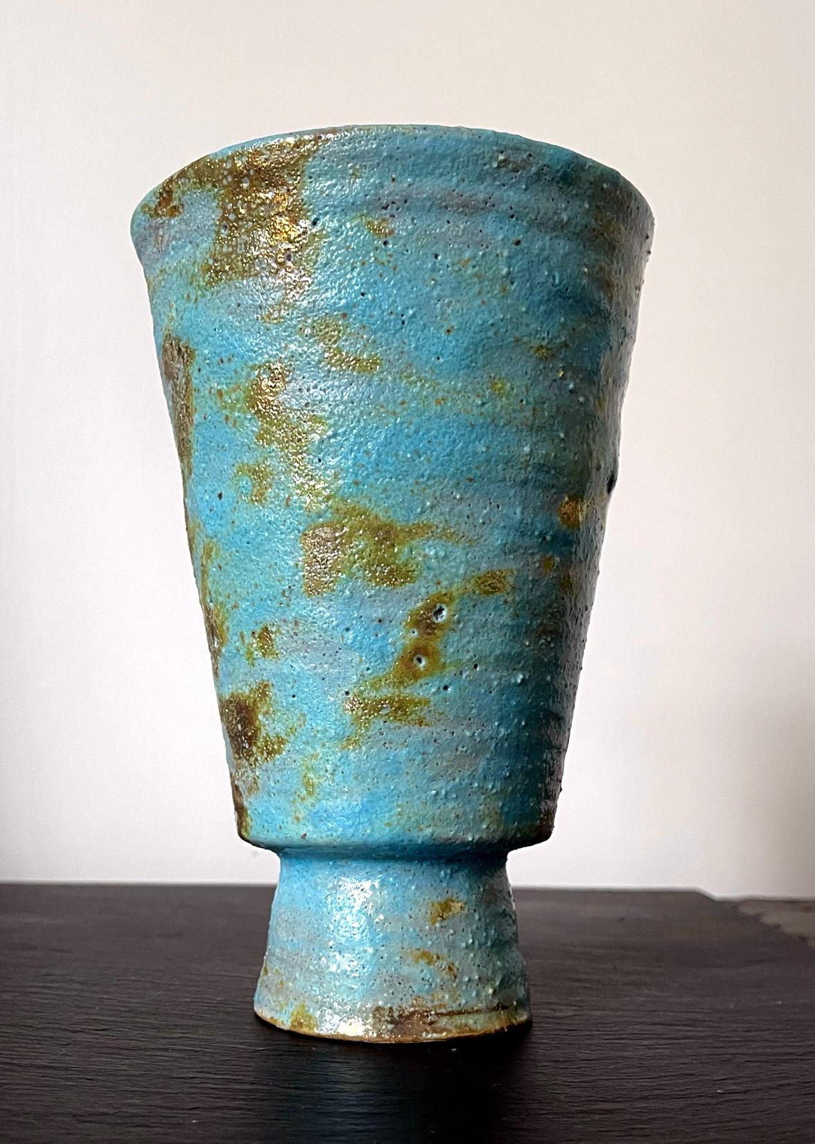 Ceramic Vase with Volcanic and Metallic Glaze by Beatrice Wood For Sale 2