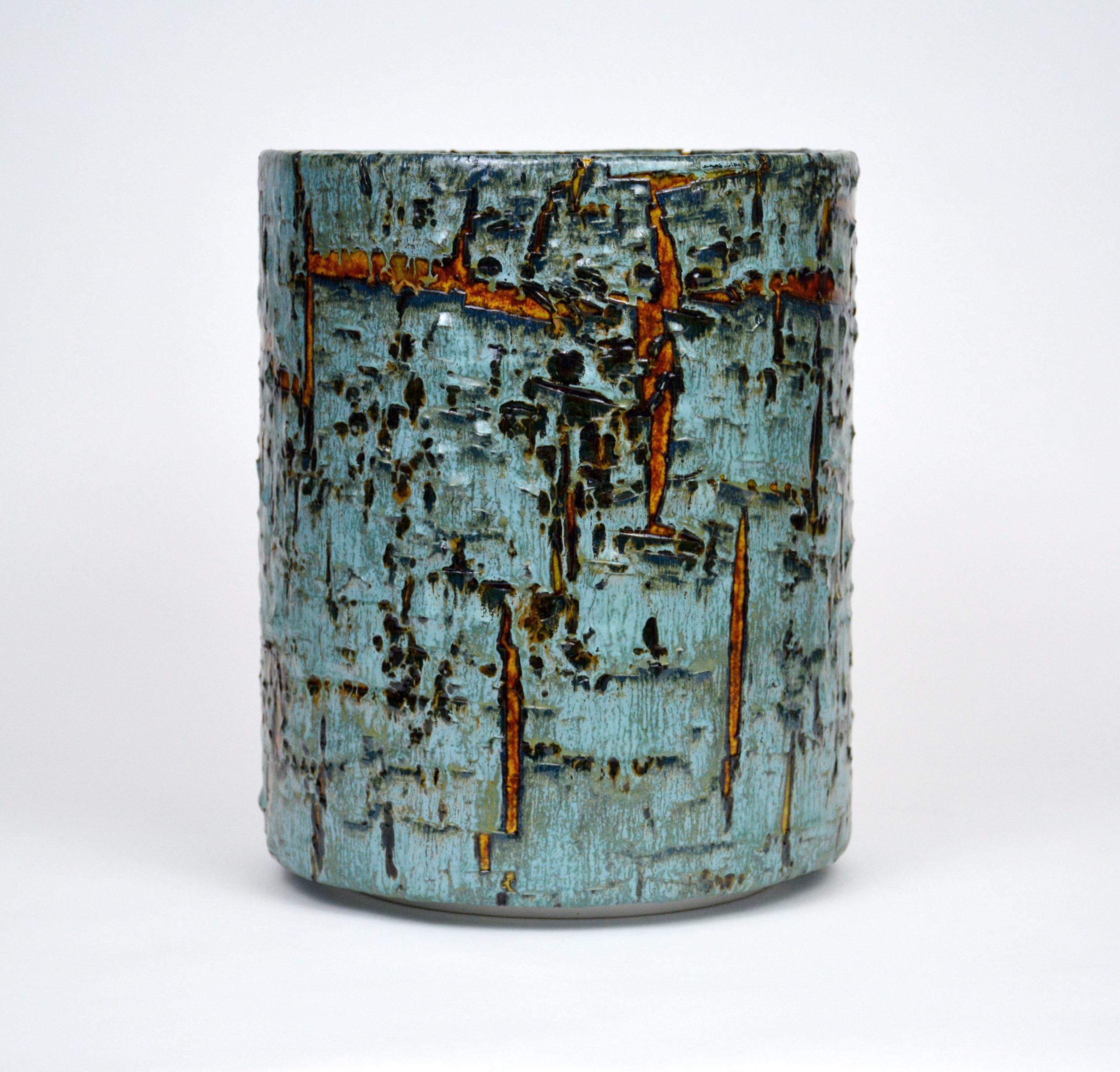 American Ceramic Vessel by William Edwards  Cylinder Sculpture  For Sale