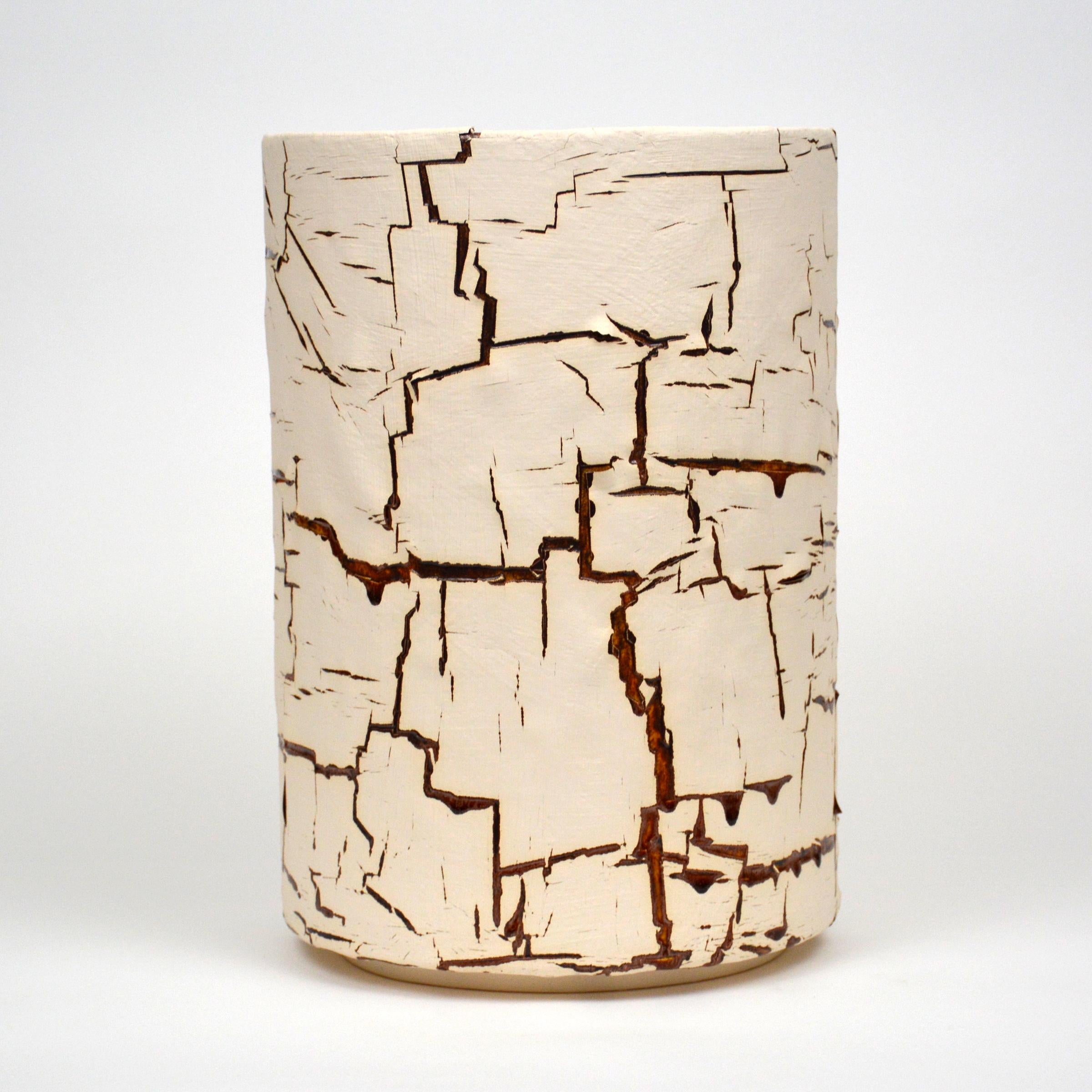 American Ceramic Vessel by William Edwards  Cylinder Sculpture  For Sale