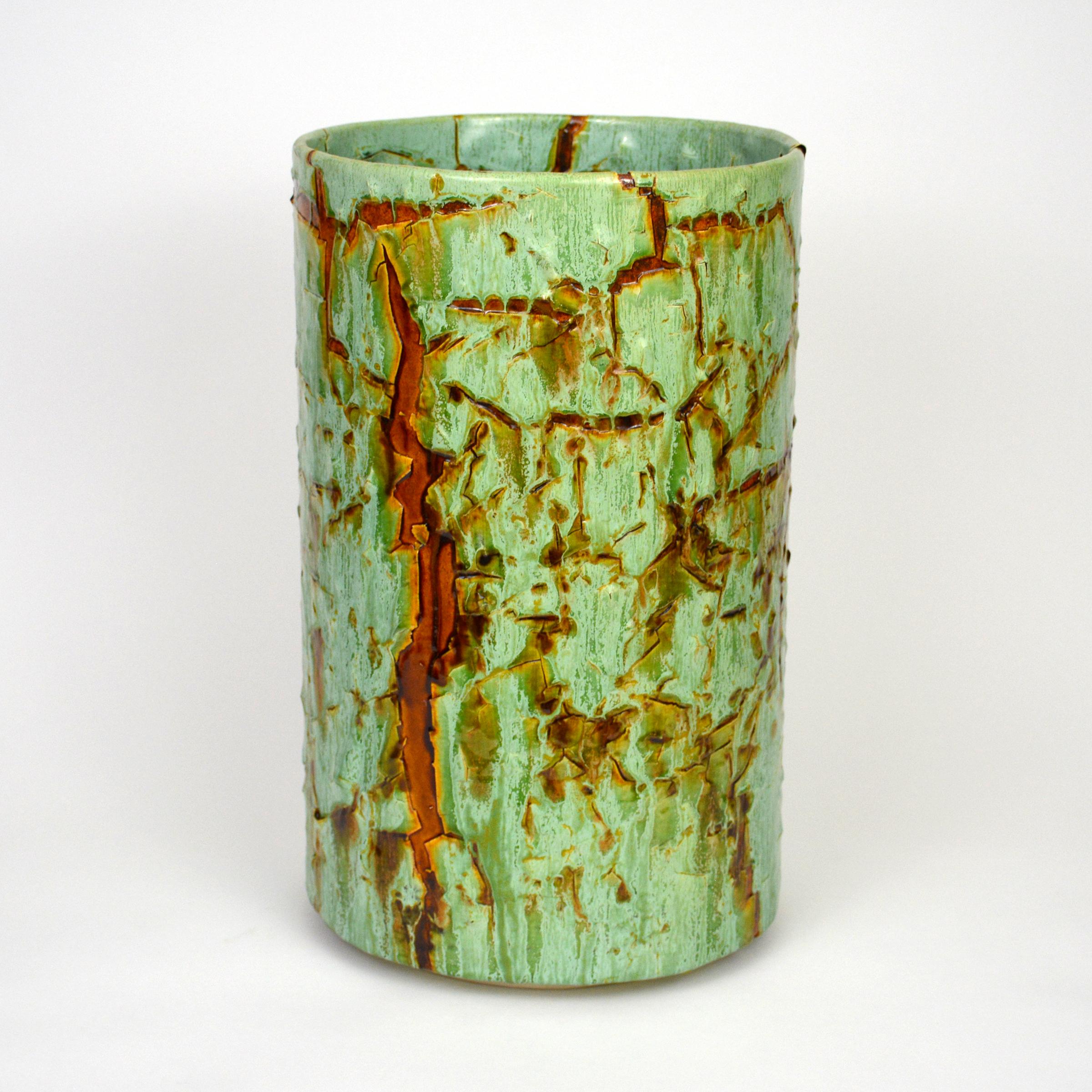 Glazed Ceramic Vessel  Cylinder Sculpture  by William Edwards For Sale