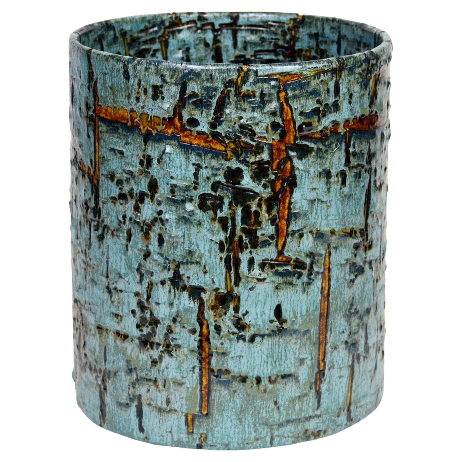 Vase en céramique de William Edwards  Sculpture en forme de cylindre 