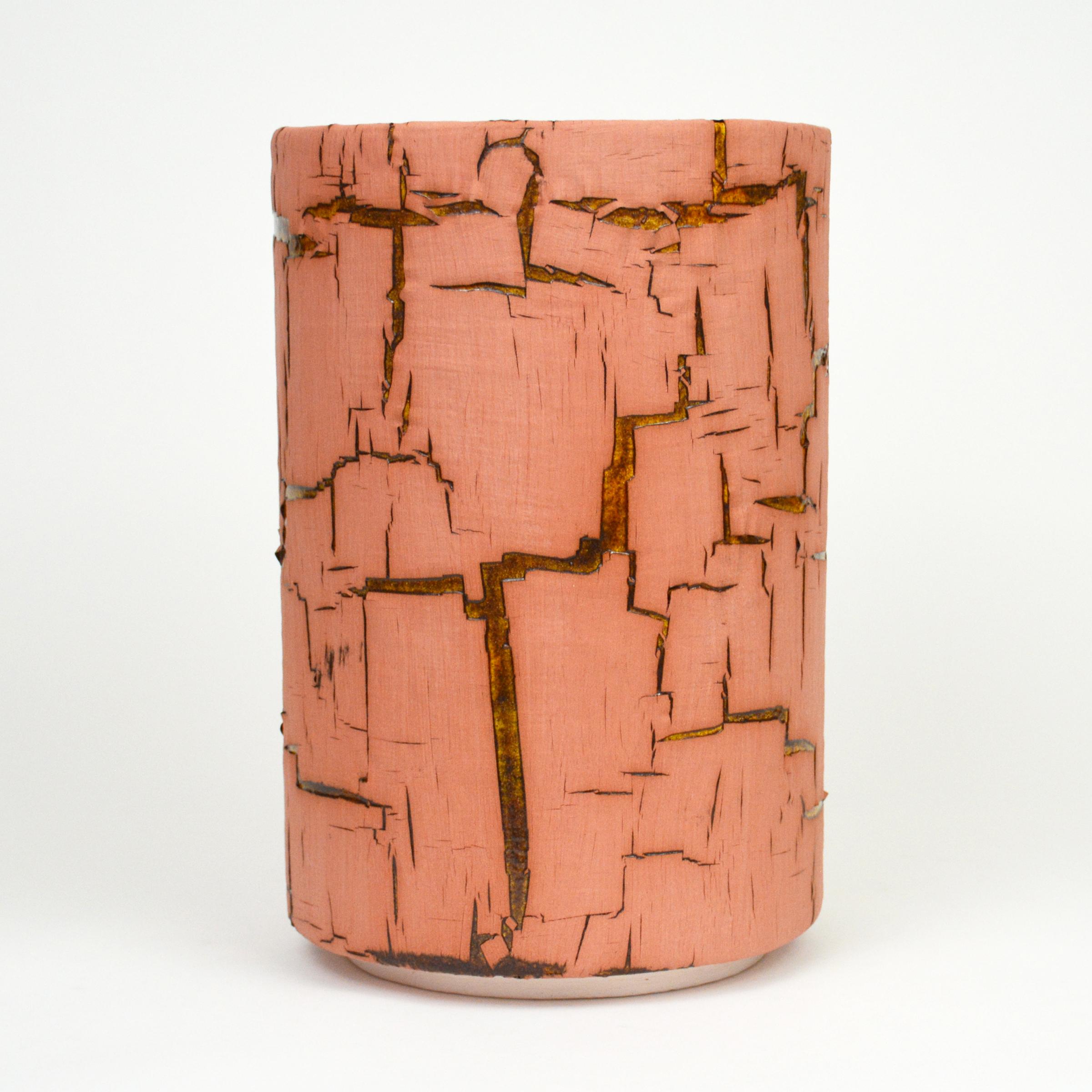 Glazed Ceramic Vessel Cylinder Sculpture by William Edwards  For Sale