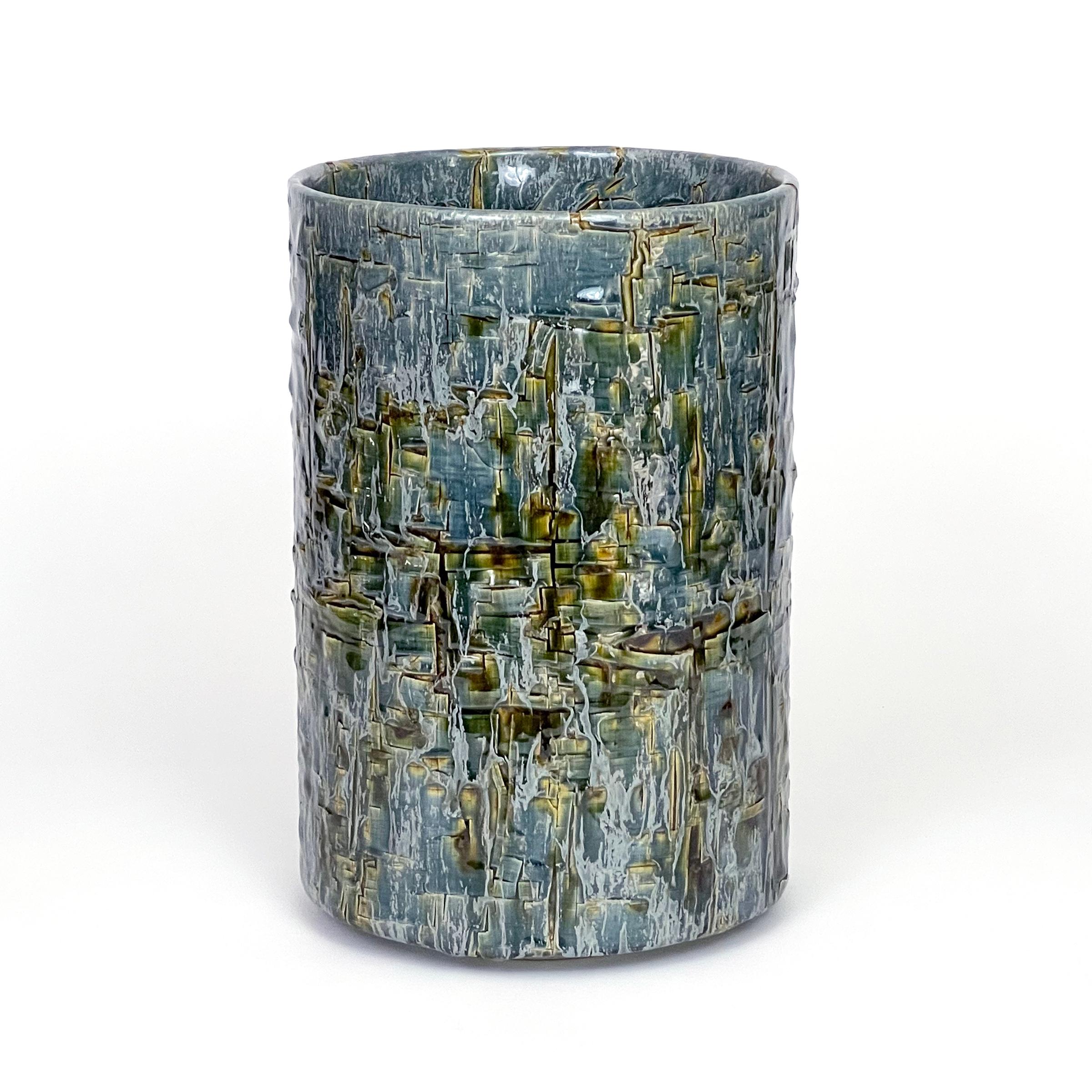 Glazed Ceramic Vessel Cylinder Sculpture by William Edwards    For Sale