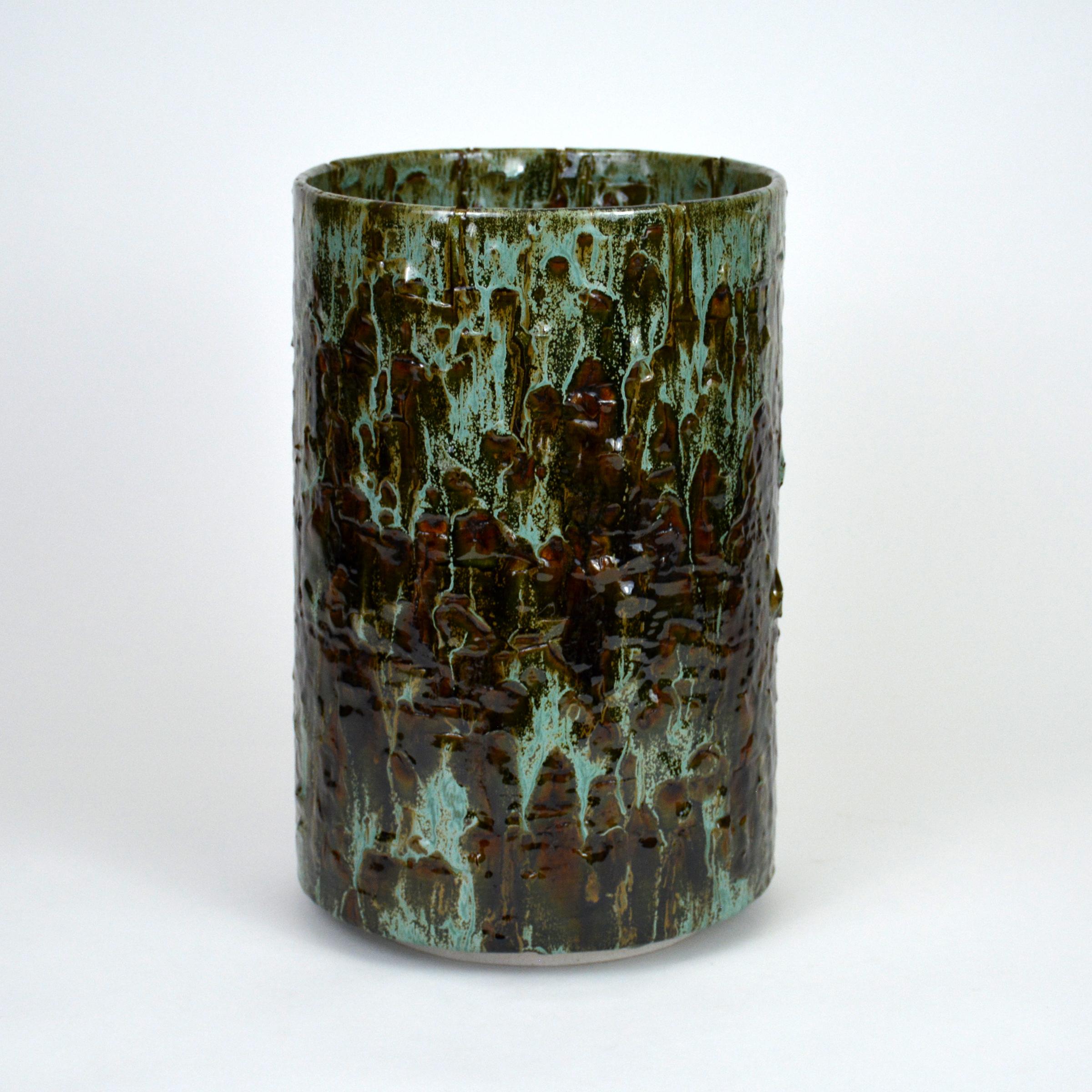 Keramikgefäß-Zylinder-Skulptur von William Edwards    (Glasiert) im Angebot