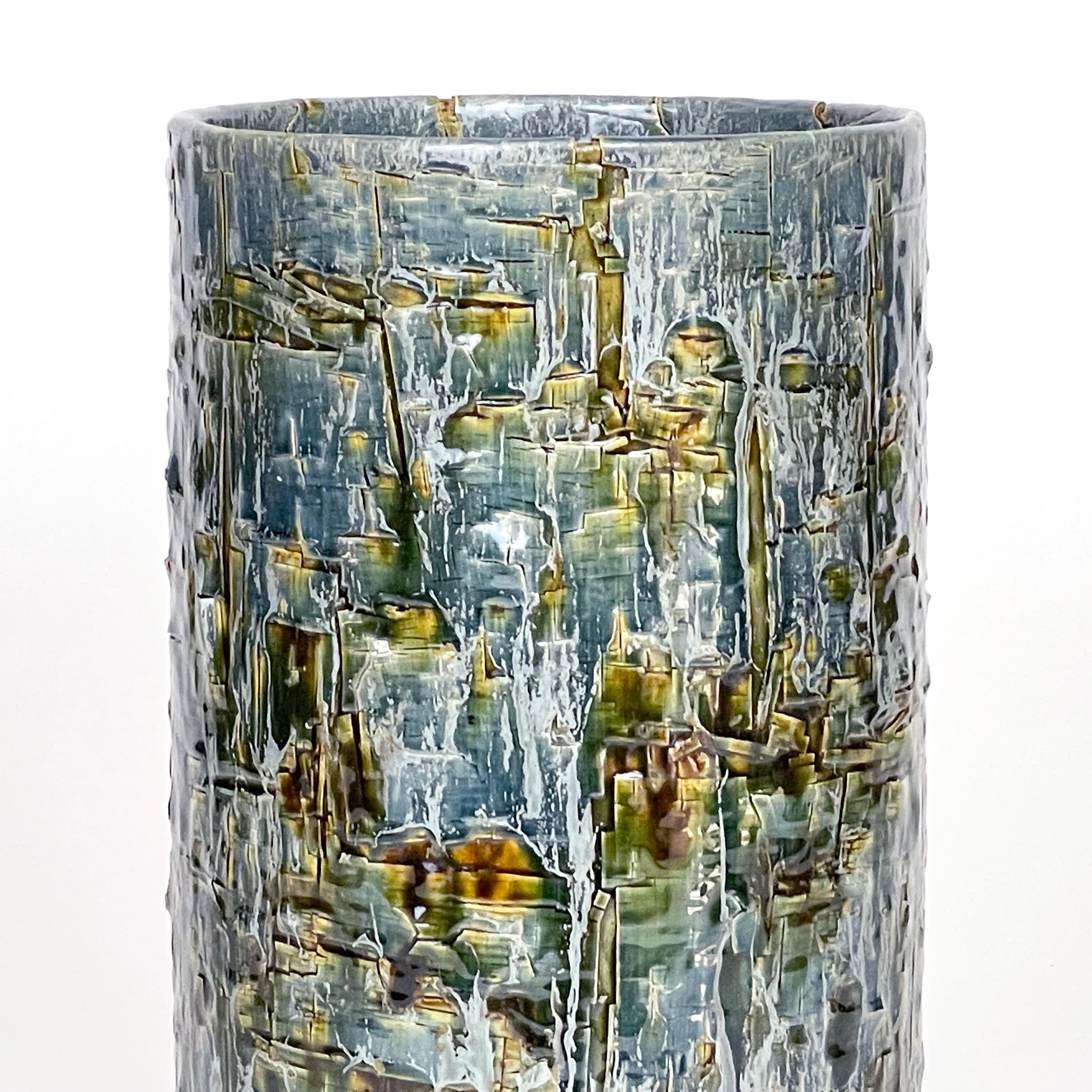 Ceramic Vessel Cylinder Sculpture by William Edwards    In New Condition For Sale In Moreno Valley, CA