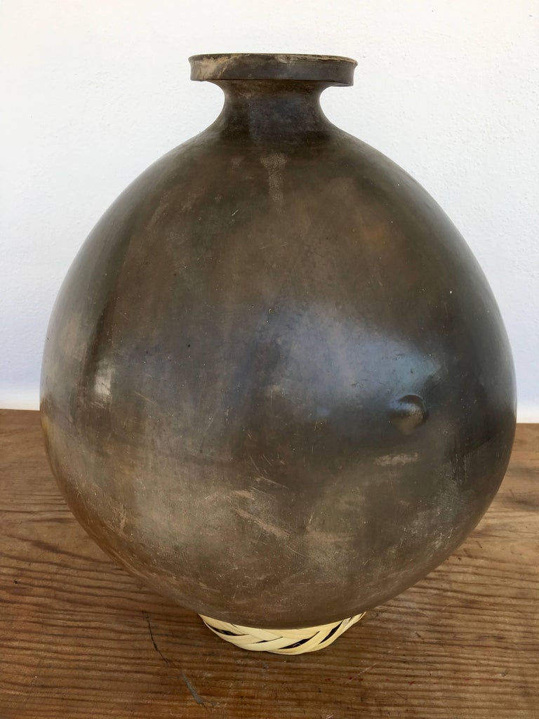 Ceramic Black Clay Vessel Engraved "1957" and "Mateo", Mexico For Sale