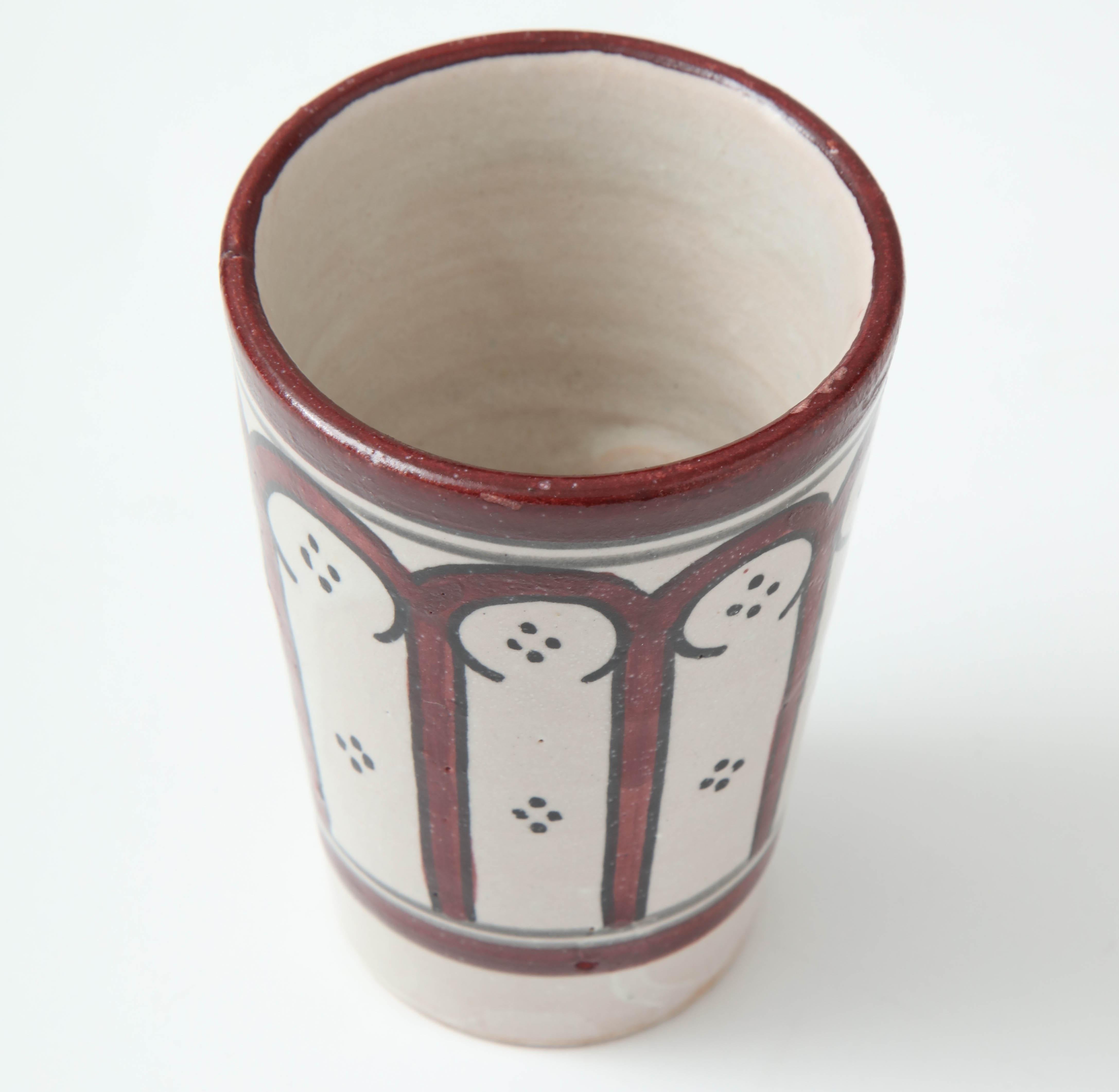 Hand-Crafted Ceramic Vessel, Red and Cream Color, Handcrafted