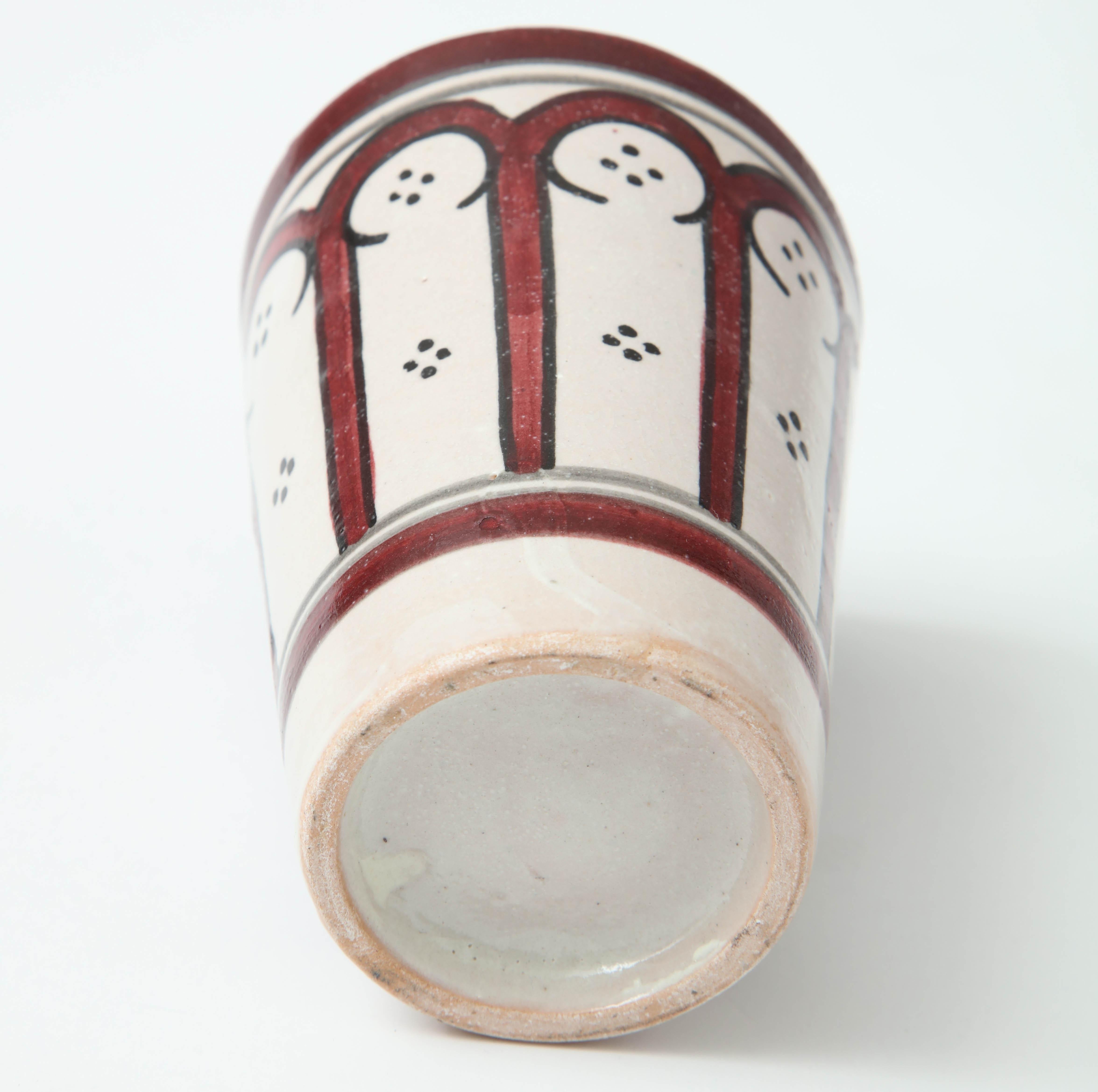 Ceramic Vessel, Red and Cream Color, Handcrafted In New Condition In New York, NY